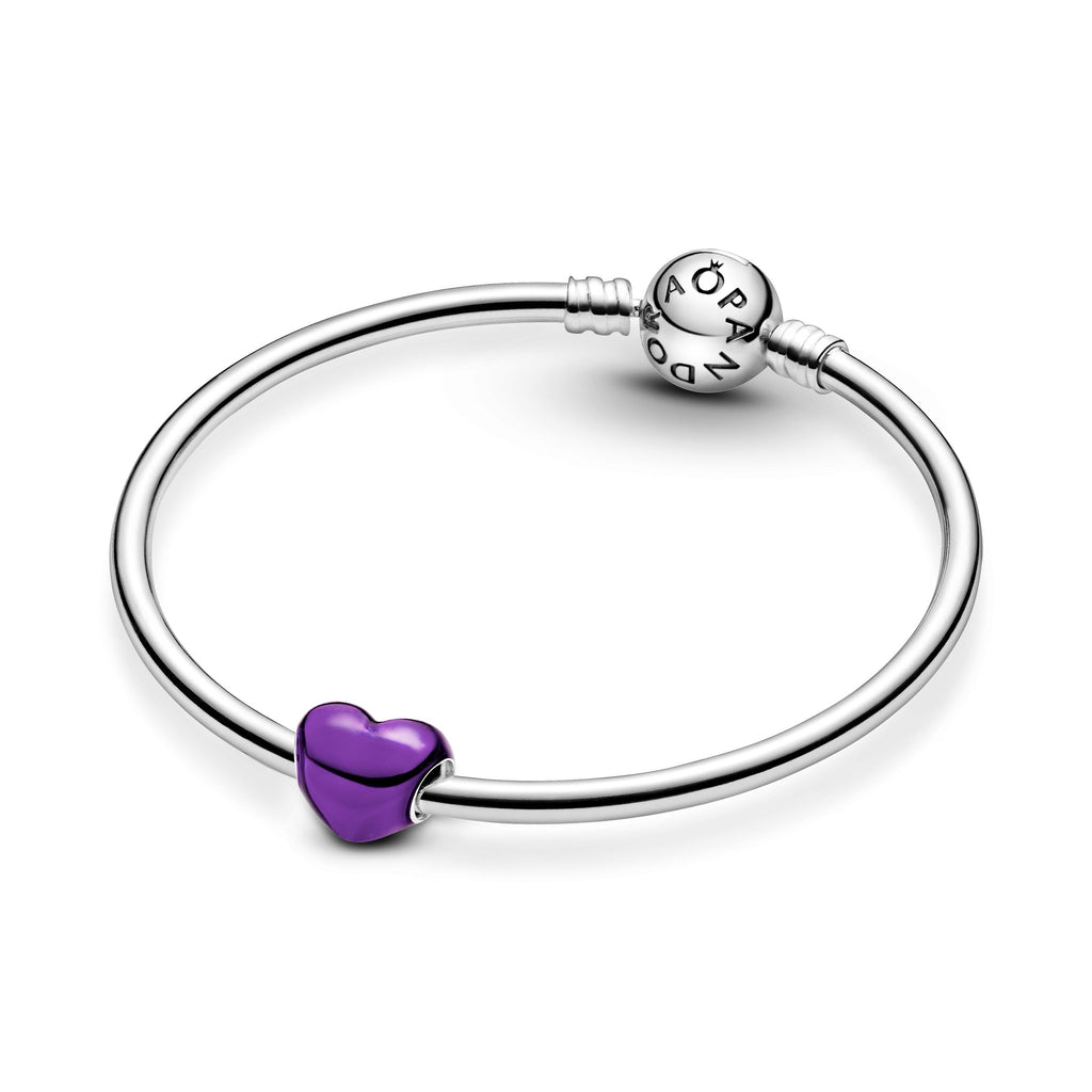 PANDORA Metallic Purple Heart Charm Enamel Charms Bracelet Charm Jewelry Gift
