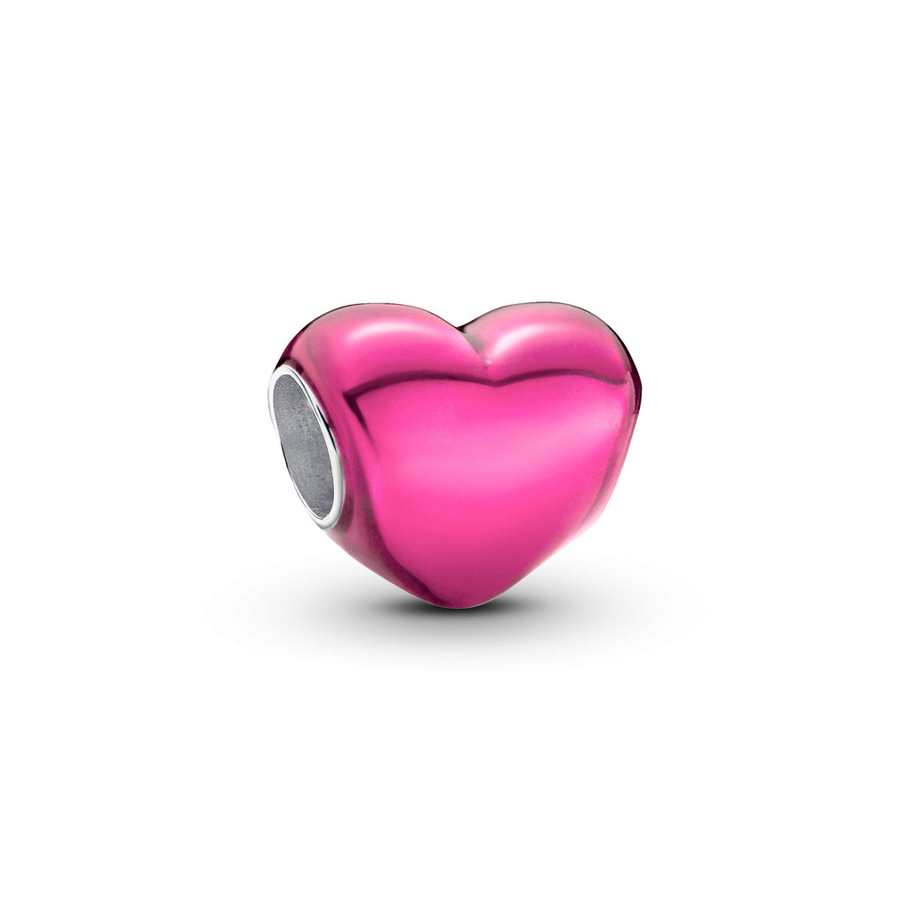 PANDORA Metallic Pink Heart Charm Enamel Charms Bracelet Charm Jewelry Gift