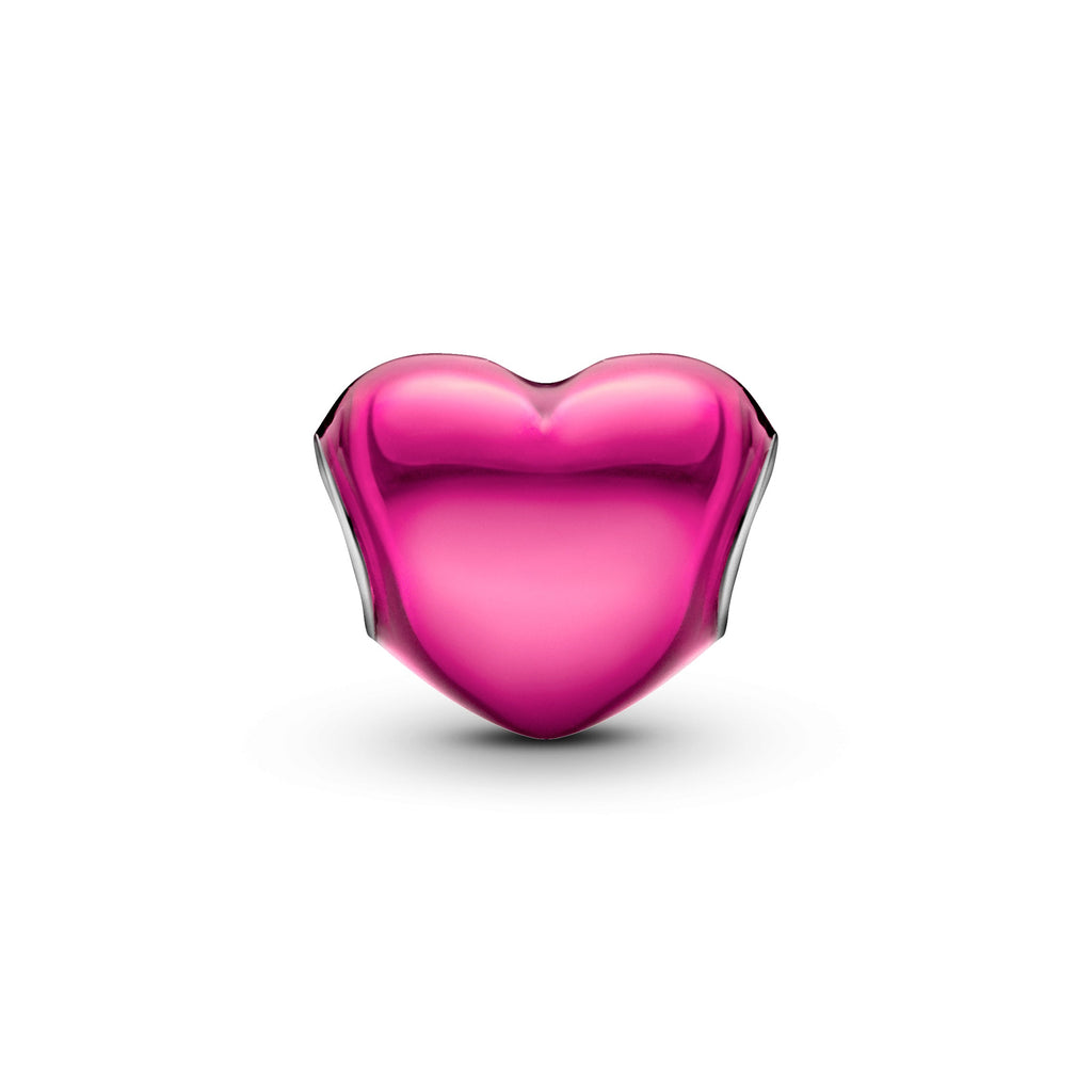 PANDORA Metallic Pink Heart Charm Enamel Charms Bracelet Charm Jewelry Gift