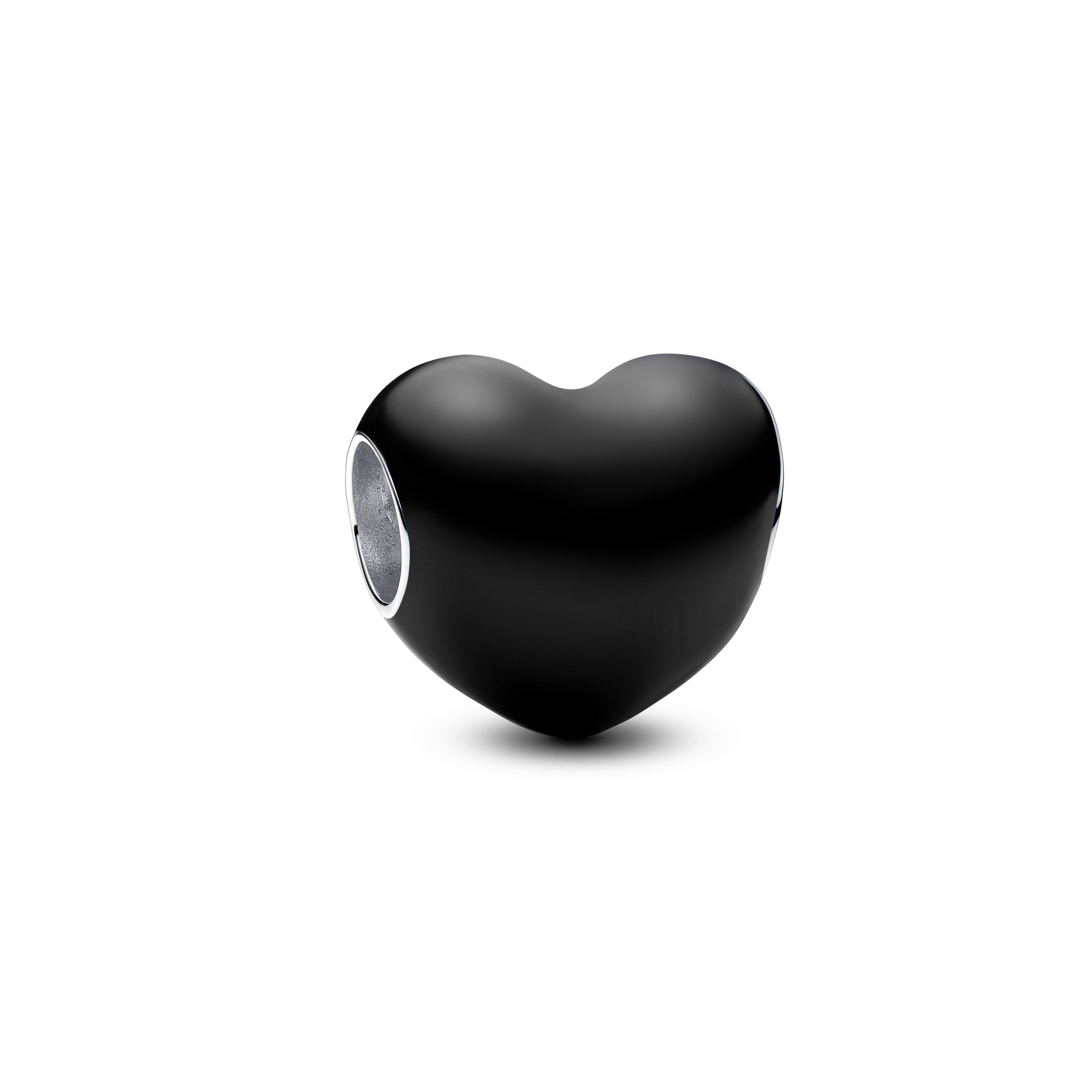 PANDORA Metallic Black Heart Charm Enamel Charms Bracelet Charm Jewelry Gift