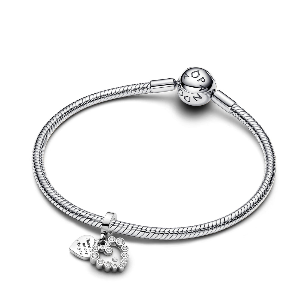 PANDORA Sparkling Heart Double Dangle Charm Cubic Zirconia Mothers Day Charms Bracelet Charm Jewelry Gift