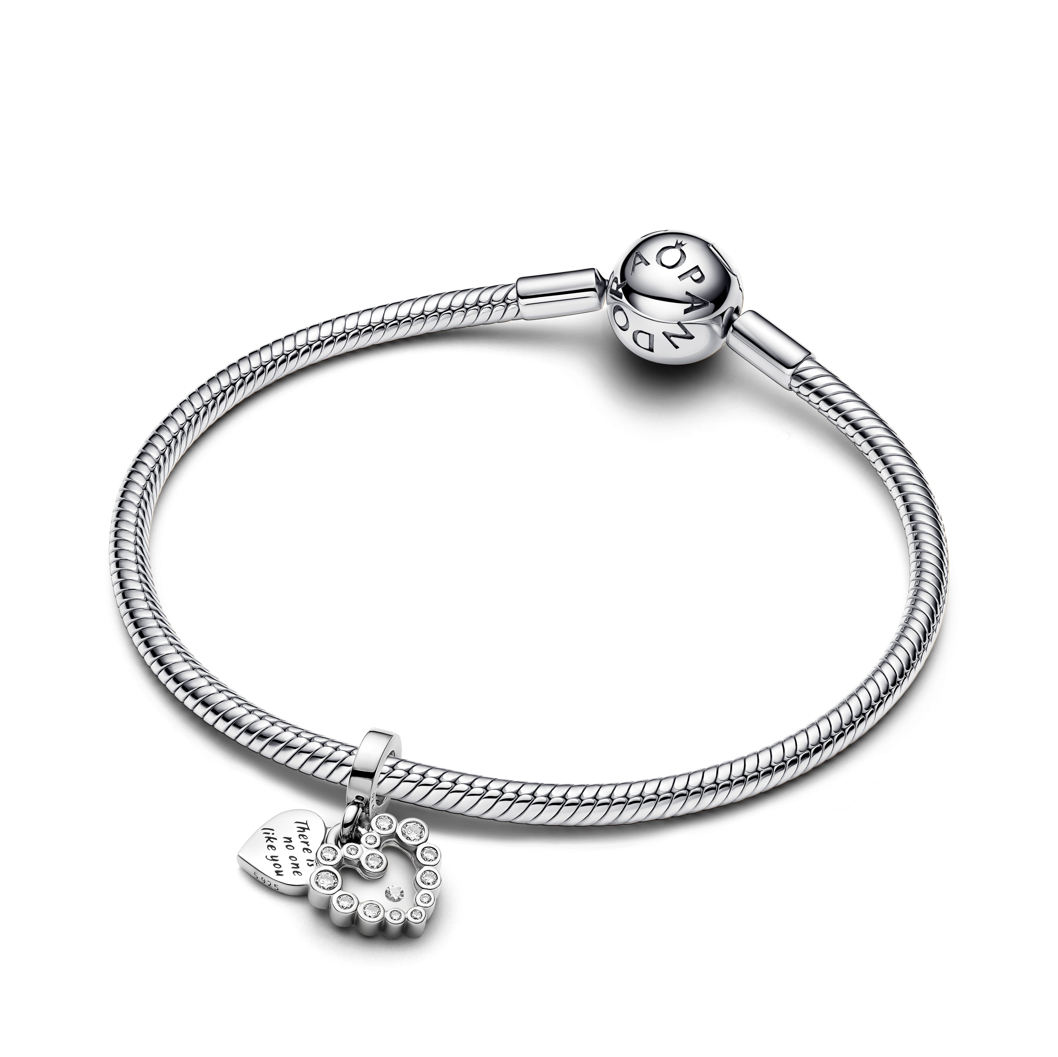 PANDORA Sparkling Heart Double Dangle Charm Cubic Zirconia Mothers Day Charms Bracelet Charm Jewelry Gift