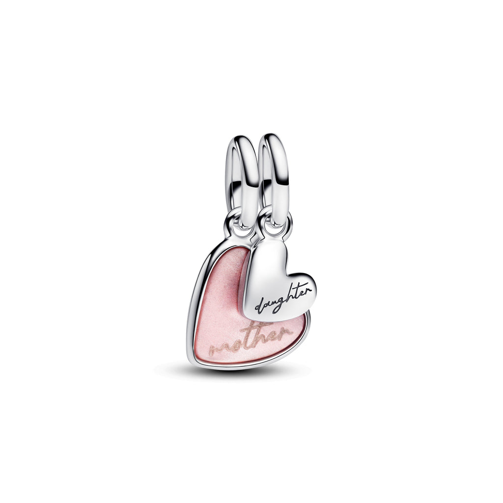 PANDORA Splittable Mother And Daughter Dangle Charm Bioresin Man Made Mother Of Pearl Pink Mothers Day Charms Bracelet Charm Jewelry Gift