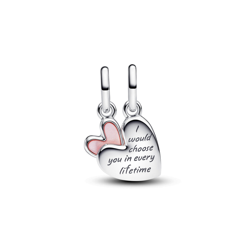 PANDORA Splittable Mother And Daughter Dangle Charm Bioresin Man Made Mother Of Pearl Pink Mothers Day Charms Bracelet Charm Jewelry Gift