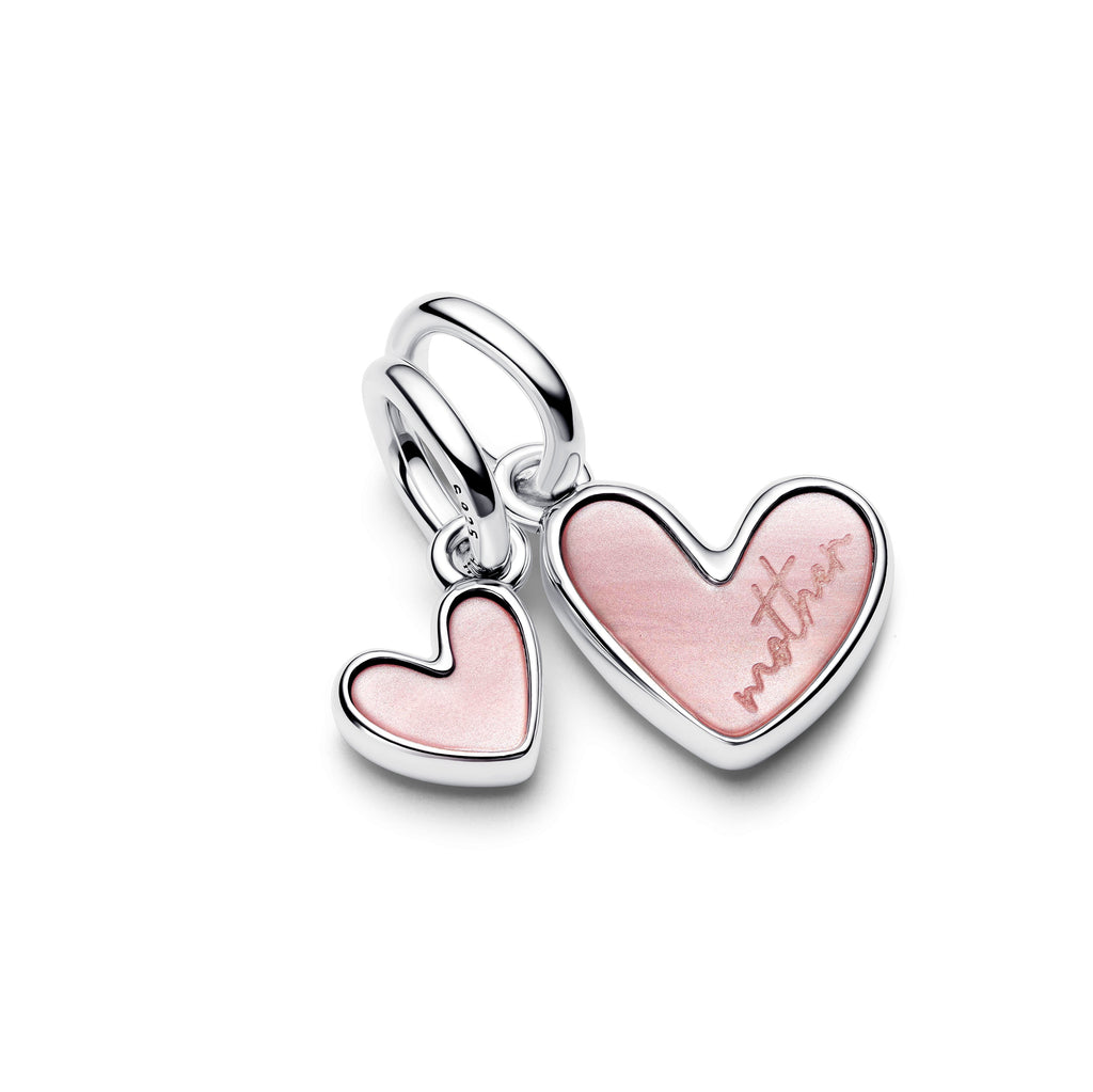 PANDORA Splittable Mother And Daughter Dangle Charm Bioresin Man Made Mother Of Pearl Pink Mothers Day Charms Bracelet Charm Jewelry Gift
