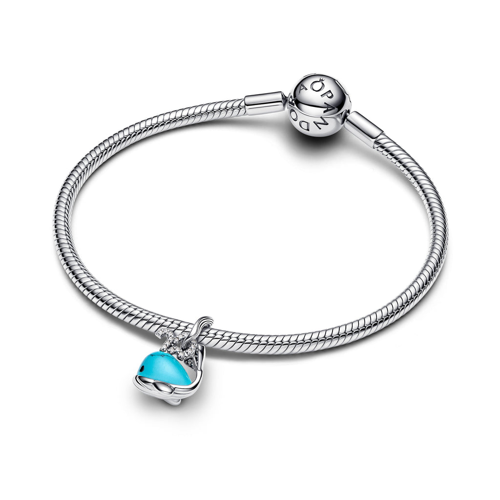 PANDORA Turquoise-colored Whale Dangle Charm Cubic Zirconia Animals Charms Bracelet Charm Jewelry Gift