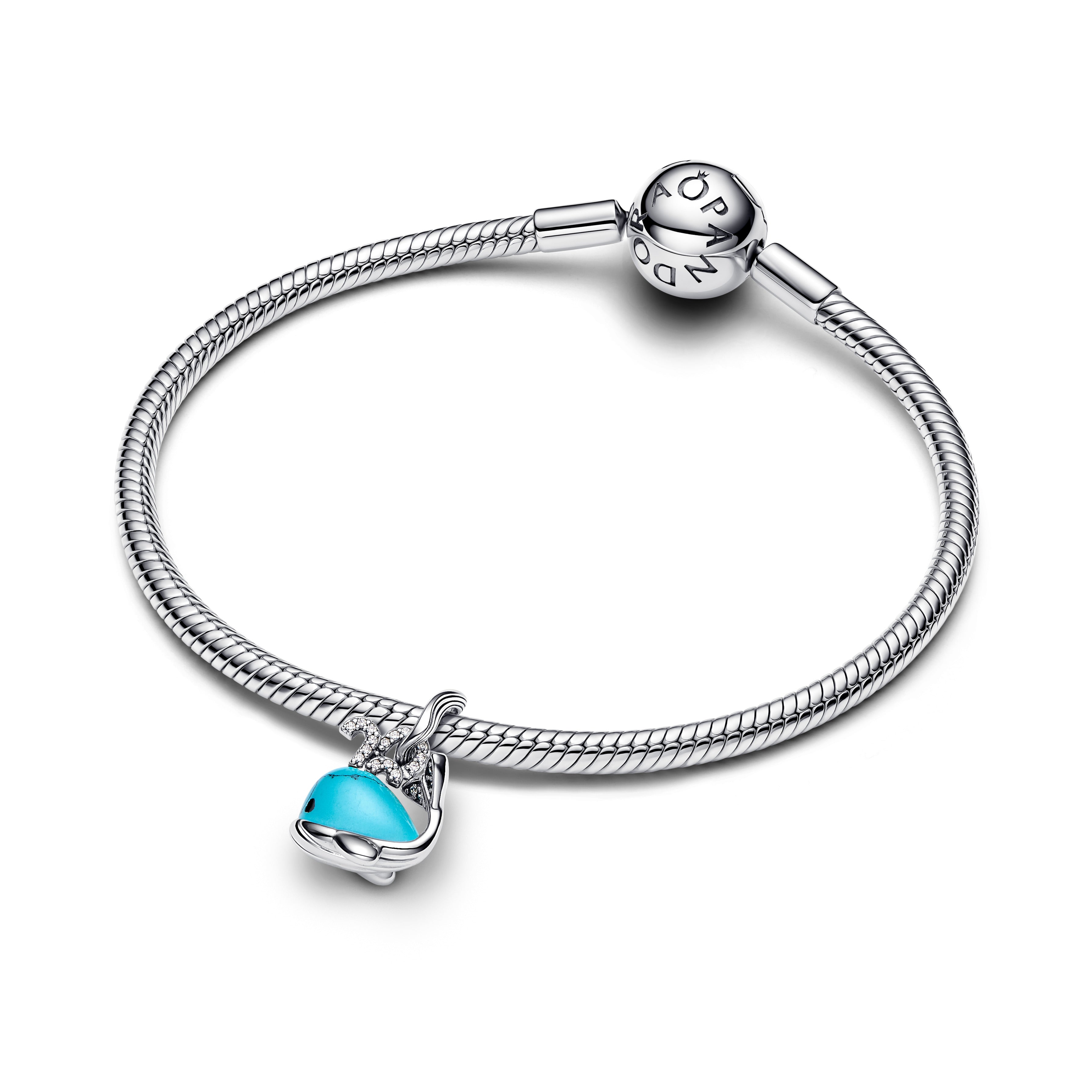 PANDORA Turquoise-colored Whale Dangle Charm Cubic Zirconia Animals Charms Bracelet Charm Jewelry Gift