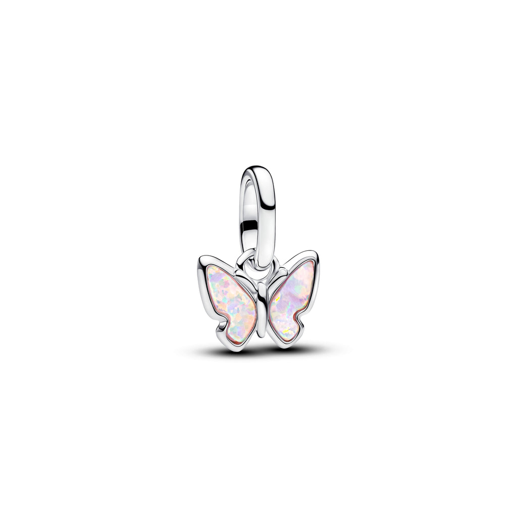 PANDORA Pink Butterfly Mini Dangle Charm Lab Created Opal Animals Charms Bracelet Charm Jewelry Gift