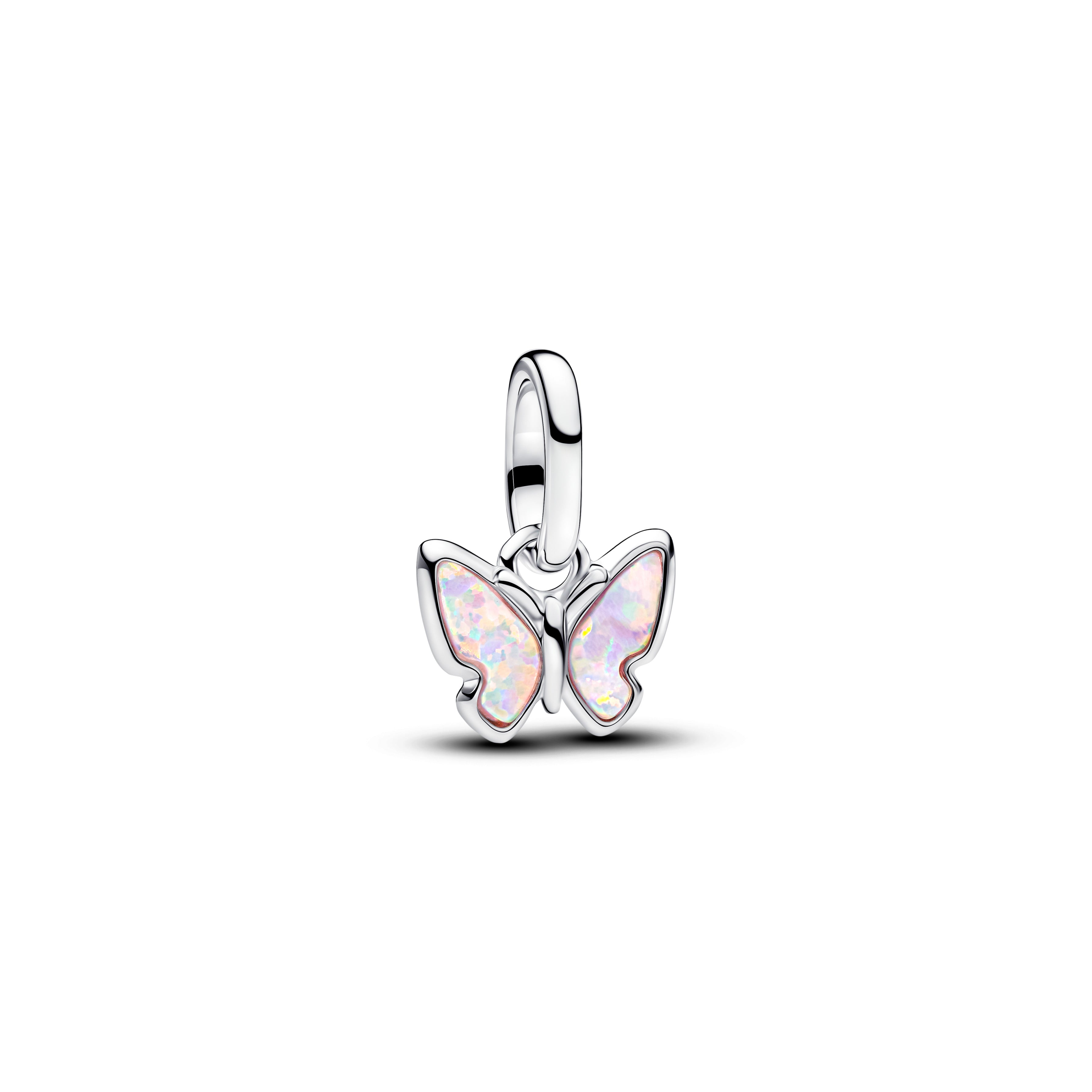 PANDORA Pink Butterfly Mini Dangle Charm Lab Created Opal Animals Charms Bracelet Charm Jewelry Gift