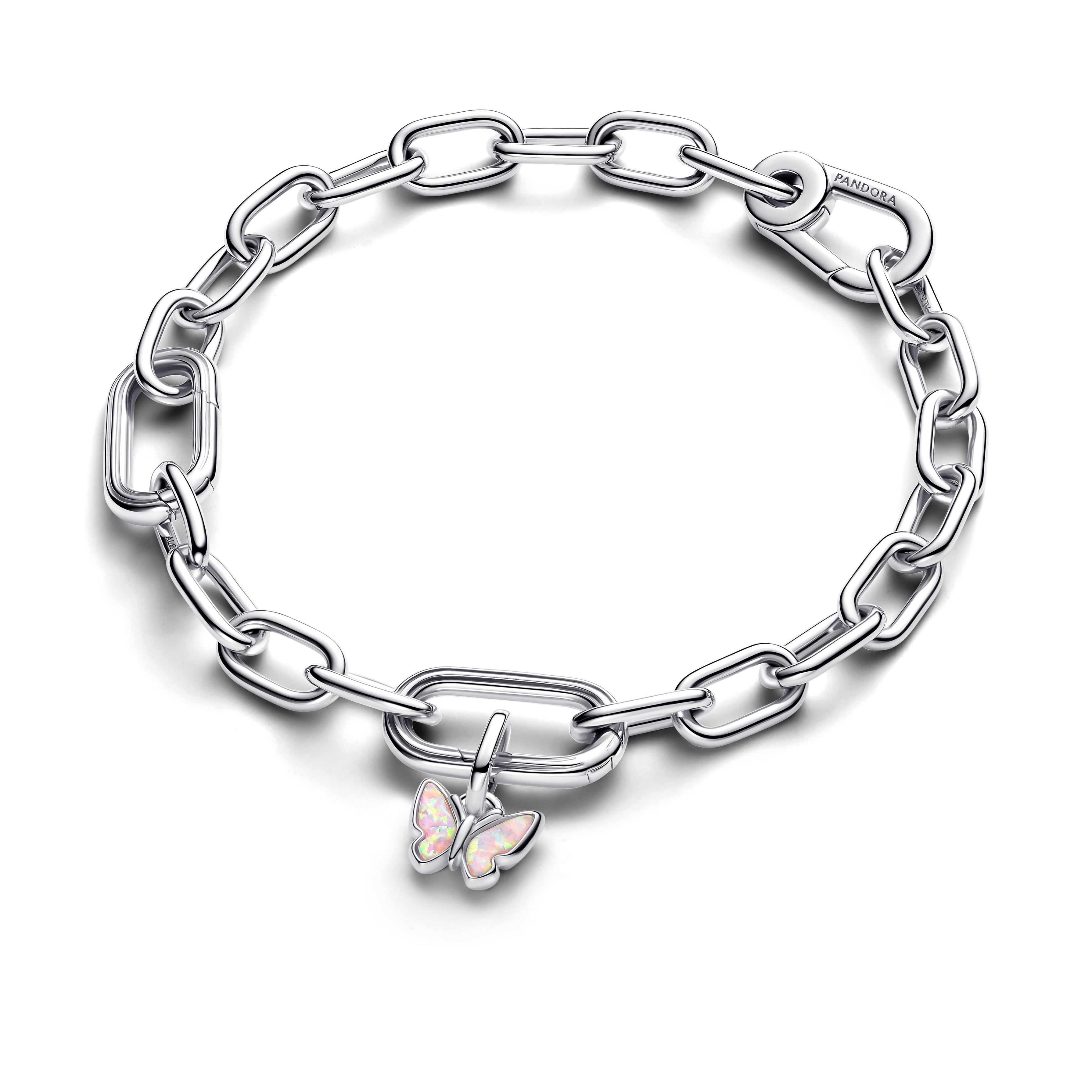 PANDORA Pink Butterfly Mini Dangle Charm Lab Created Opal Animals Charms Bracelet Charm Jewelry Gift