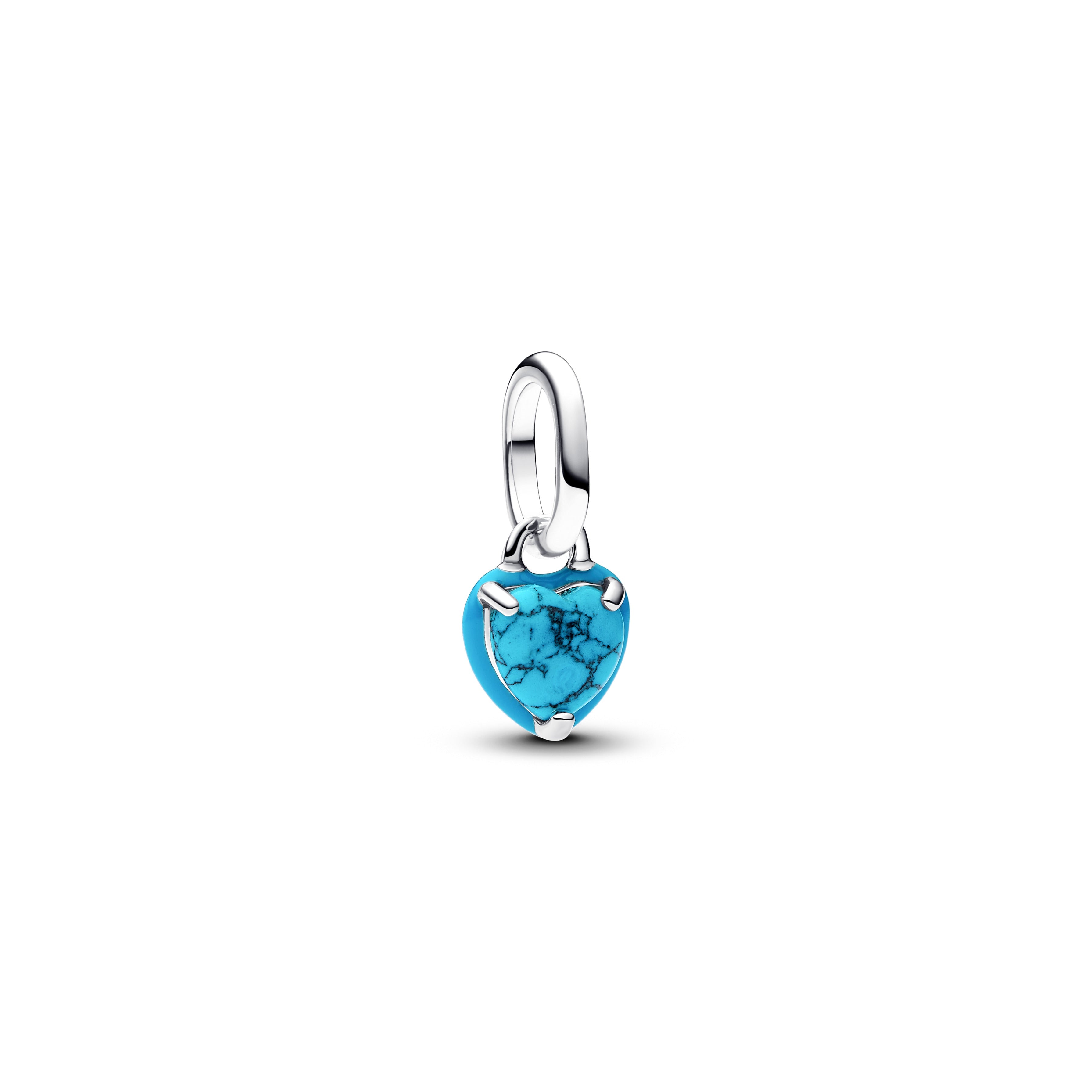 PANDORA Turquoise-colored Heart Mini Dangle Charm Imitation Turquoise Charms Bracelet Charm Jewelry Gift