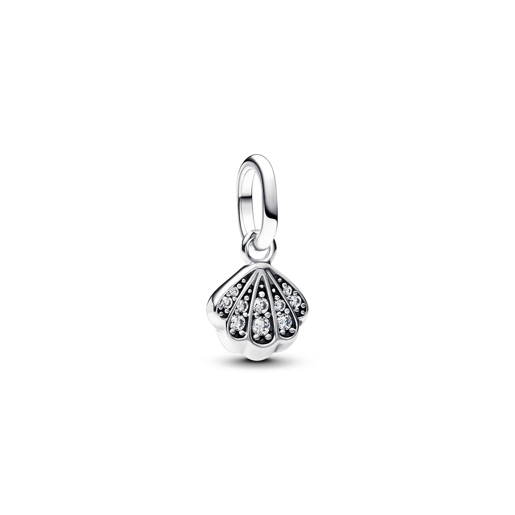 PANDORA Sparkling Shell Mini Dangle Charm Cubic Zirconia Summer Charms Bracelet Charm Jewelry Gift