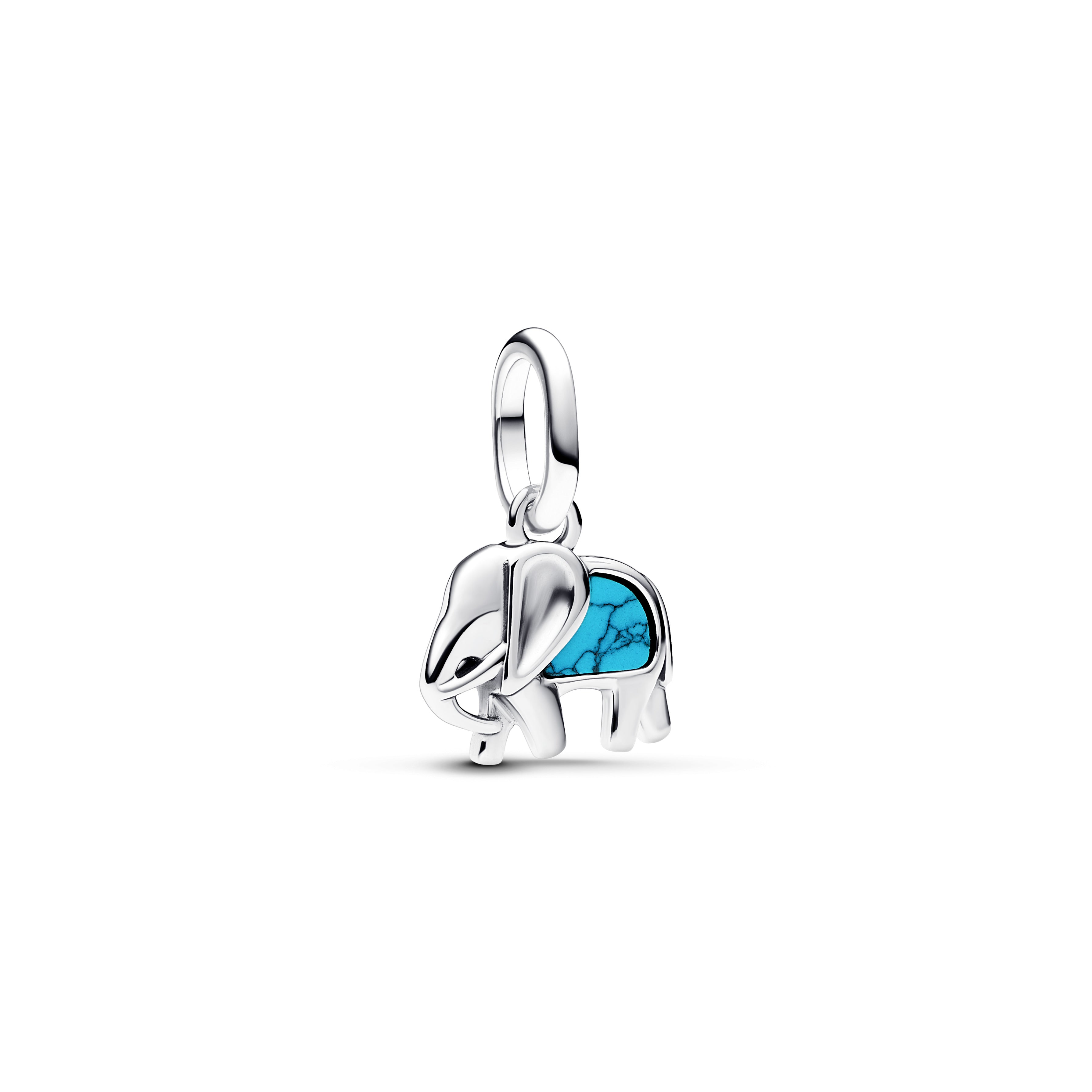PANDORA Turquoise-colored Elephant Mini Dangle Charm Imitation Turquoise Animals Charms Bracelet Charm Jewelry Gift