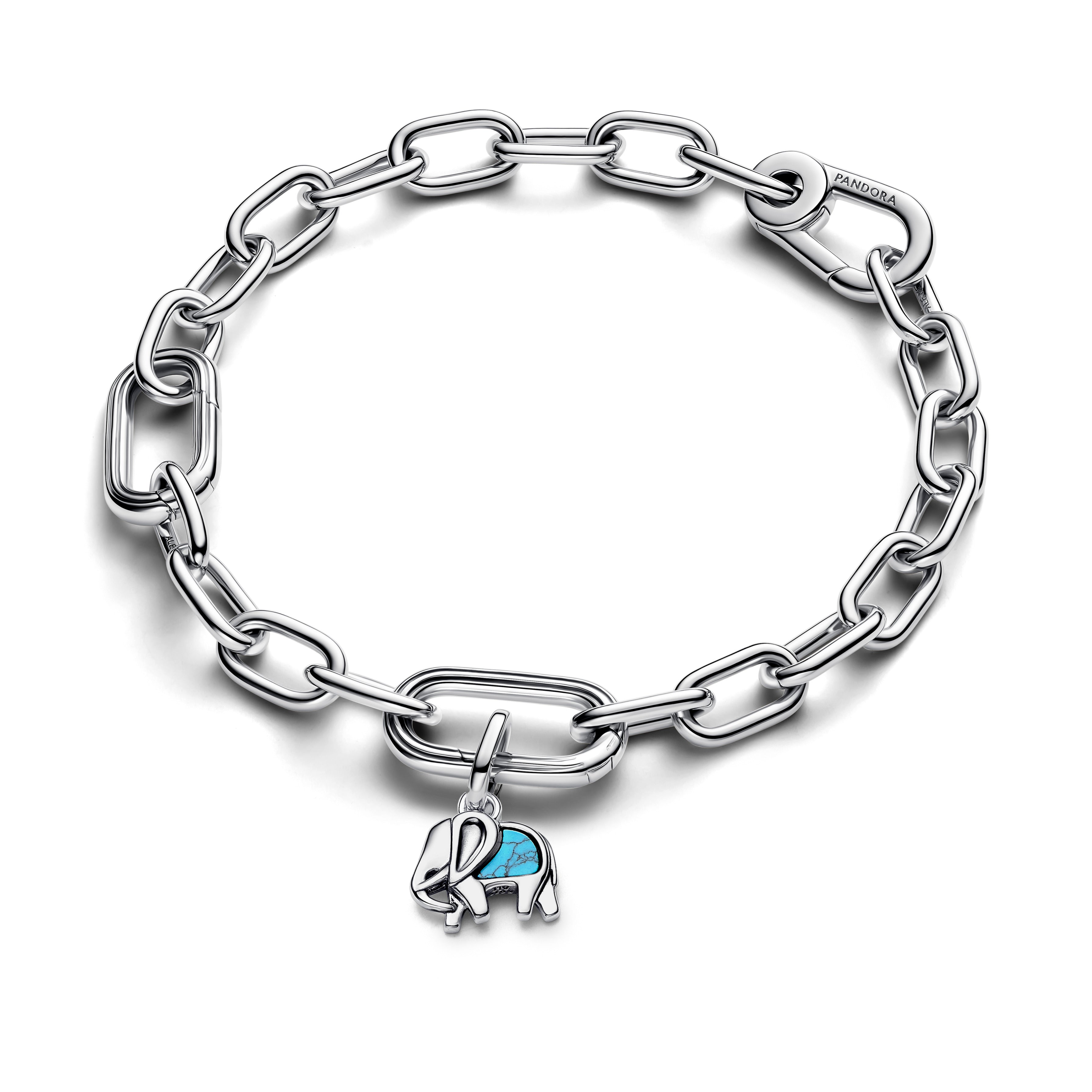 PANDORA Turquoise-colored Elephant Mini Dangle Charm Imitation Turquoise Animals Charms Bracelet Charm Jewelry Gift