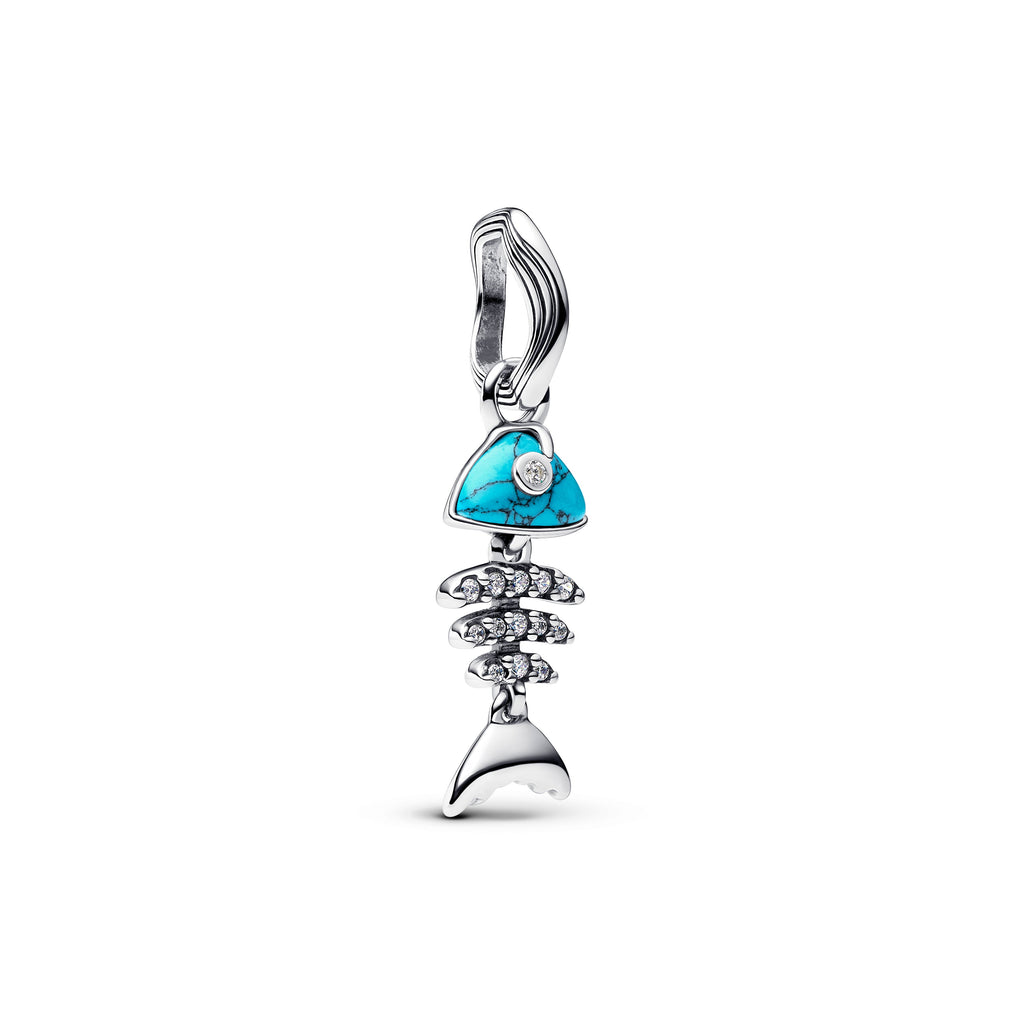 PANDORA Turquoise-colored Fishbone Dangle Charm Cubic Zirconia Animals Charms Bracelet Charm Jewelry Gift
