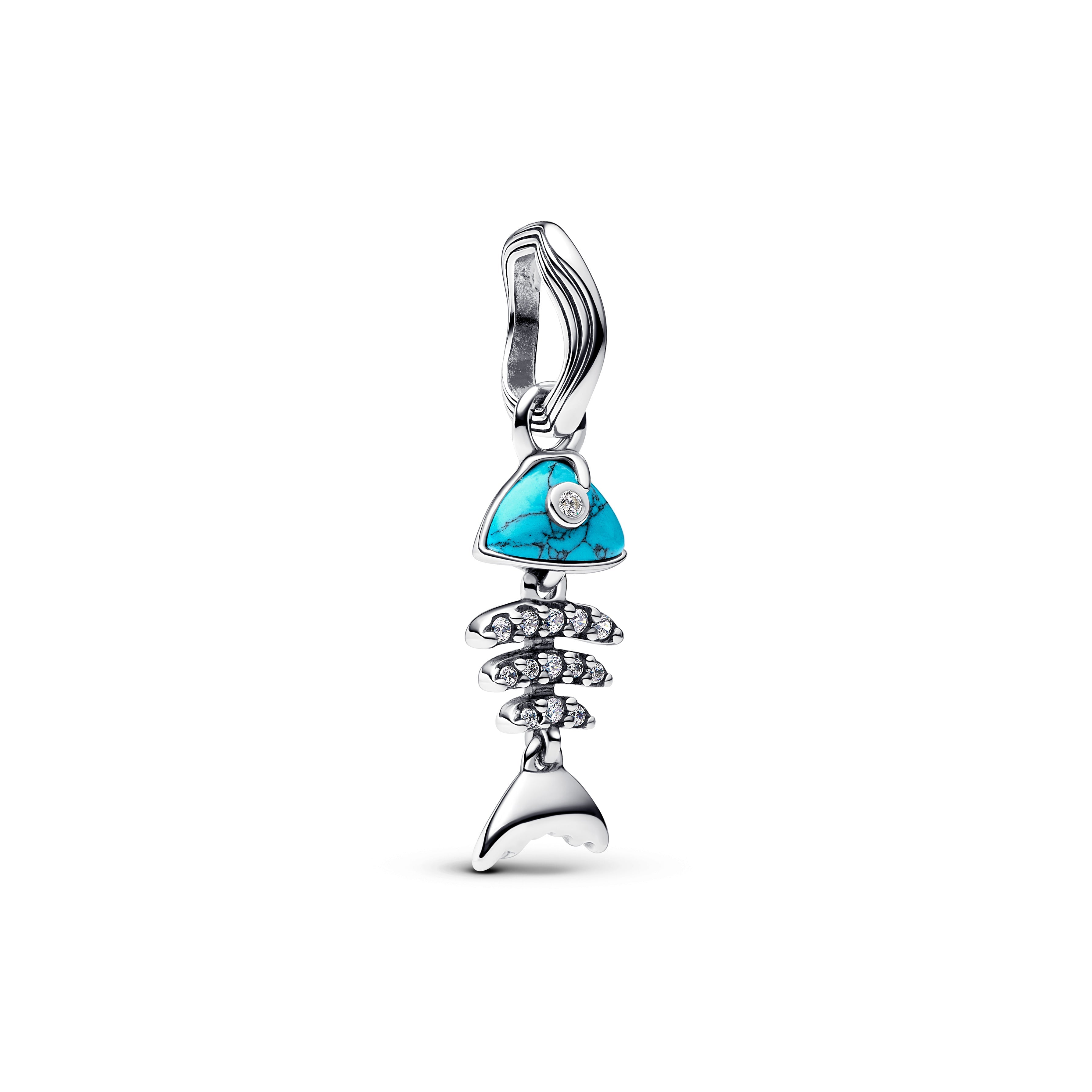 PANDORA Turquoise-colored Fishbone Dangle Charm Cubic Zirconia Animals Charms Bracelet Charm Jewelry Gift