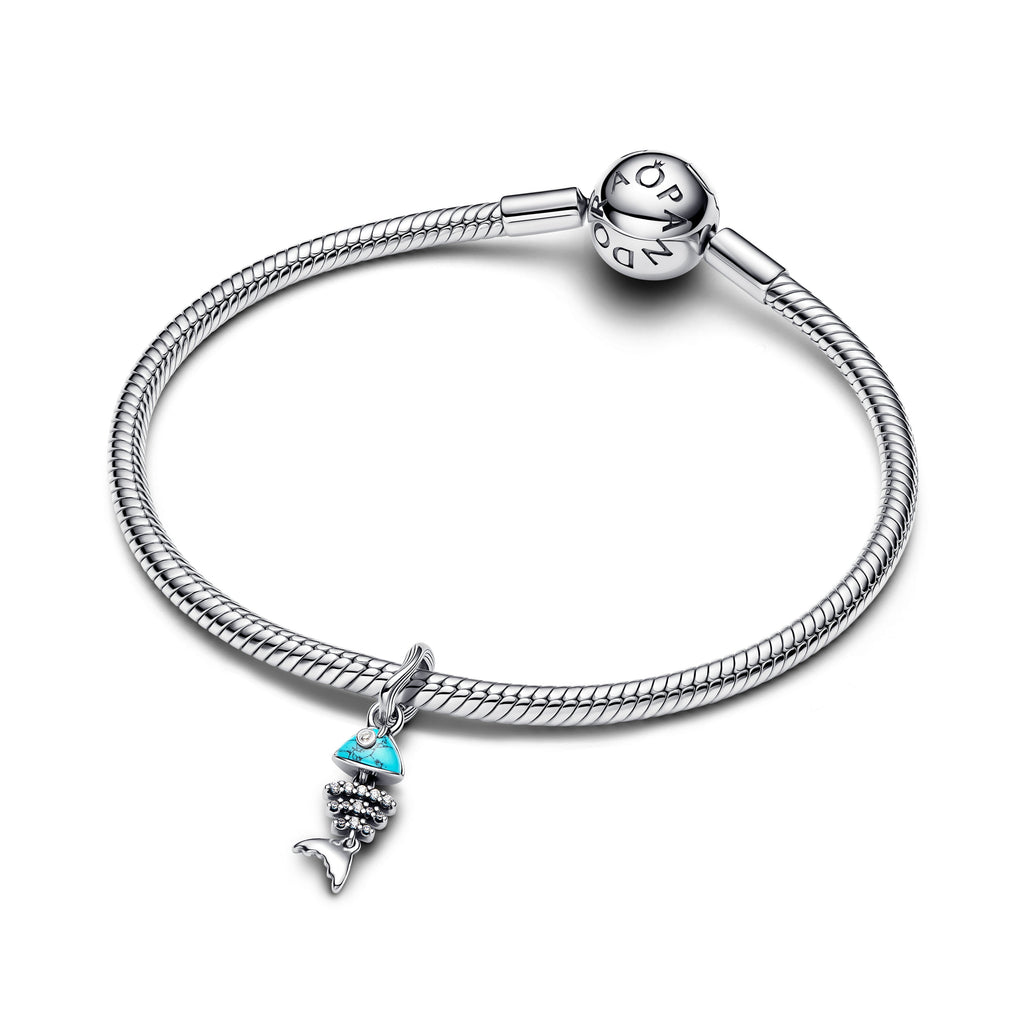 PANDORA Turquoise-colored Fishbone Dangle Charm Cubic Zirconia Animals Charms Bracelet Charm Jewelry Gift