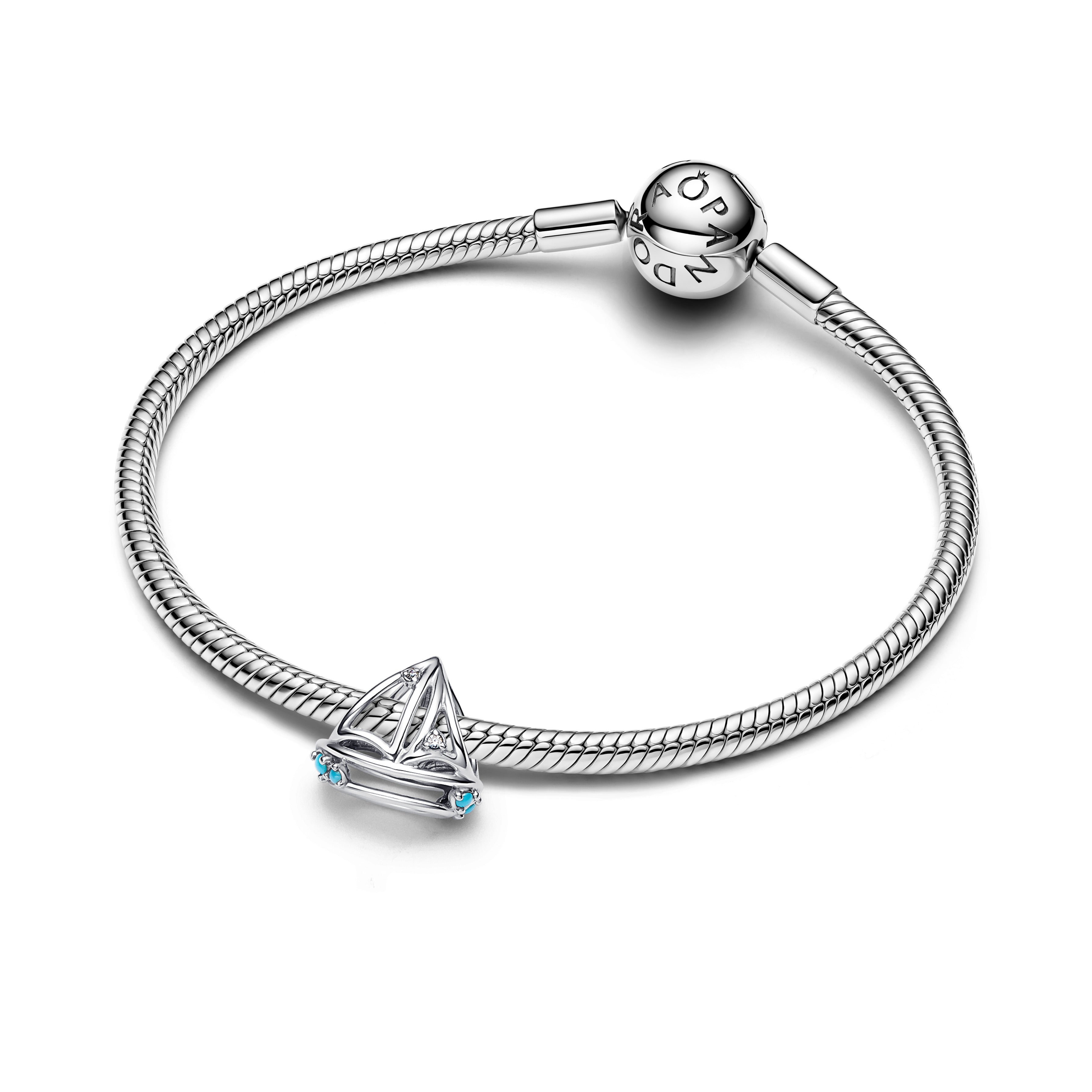 PANDORA Sailboat Charm Cubic Zirconia Summer Charms Bracelet Charm Jewelry Gift