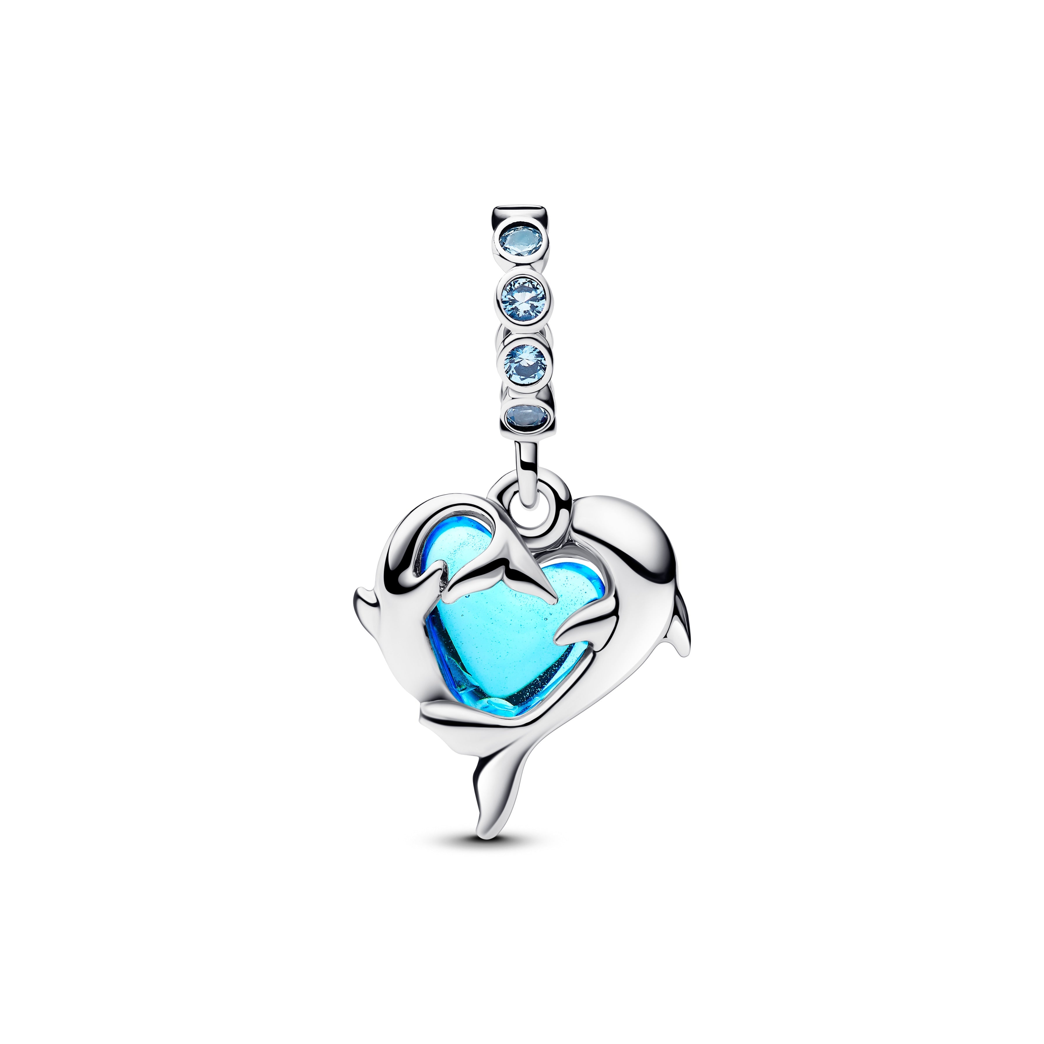 PANDORA Blue Murano Glass Dolphins Dangle Charm Man Made Crystal Animals Charms Bracelet Charm Jewelry Gift