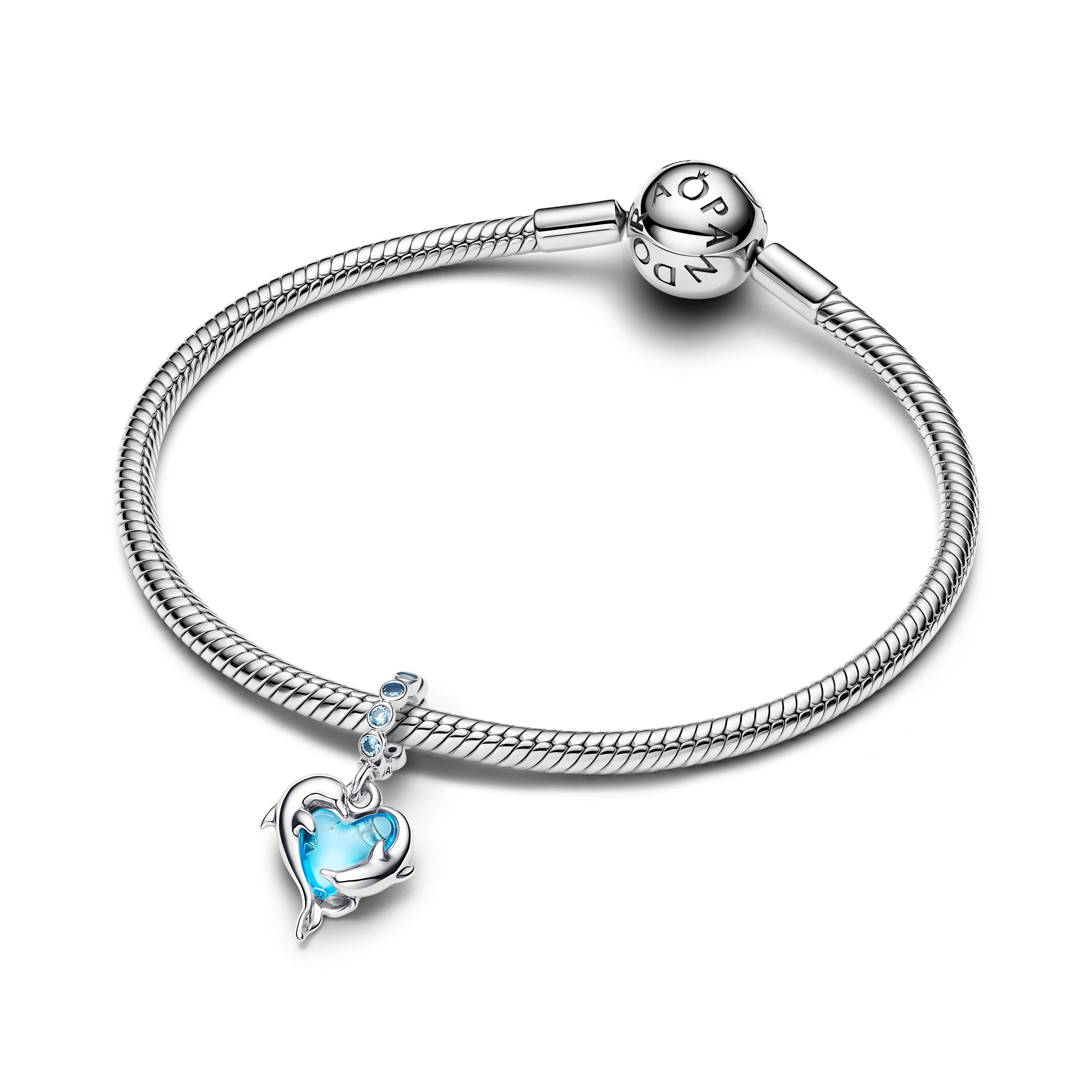 PANDORA Blue Murano Glass Dolphins Dangle Charm Man Made Crystal Animals Charms Bracelet Charm Jewelry Gift