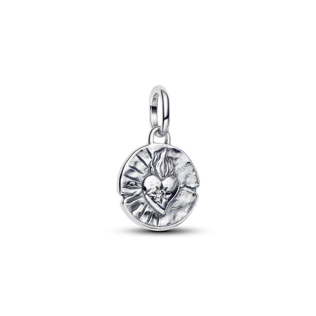 PANDORA Heart Medallion Charm Cubic Zirconia Silver Charms Bracelet Charm Jewelry Gift