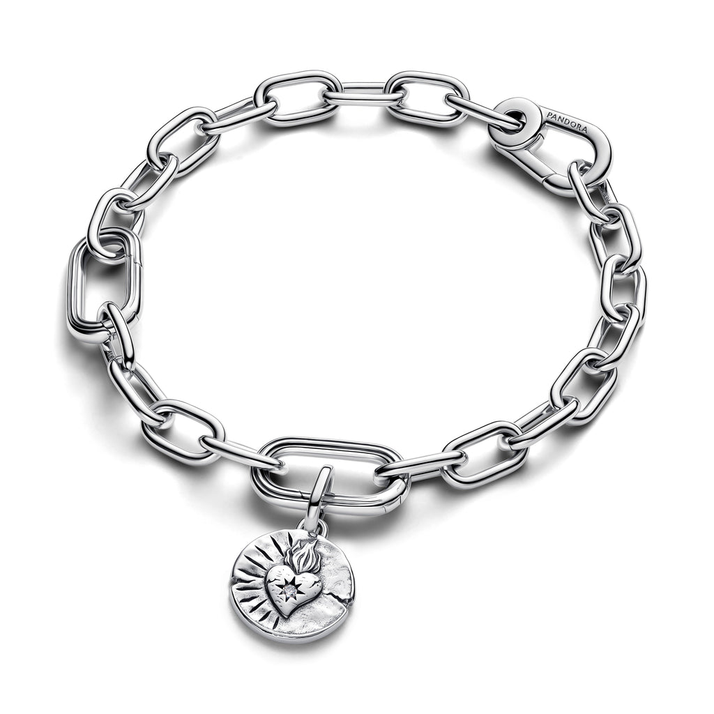 PANDORA Heart Medallion Charm Cubic Zirconia Silver Charms Bracelet Charm Jewelry Gift