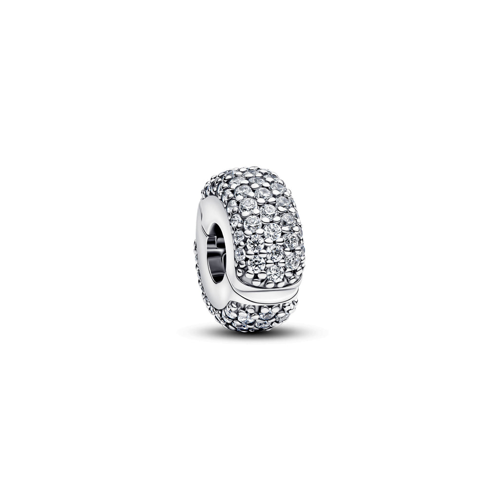PANDORA Pavé Clip Charm Cubic Zirconia Silver Charms Bracelet Charm Jewelry Gift
