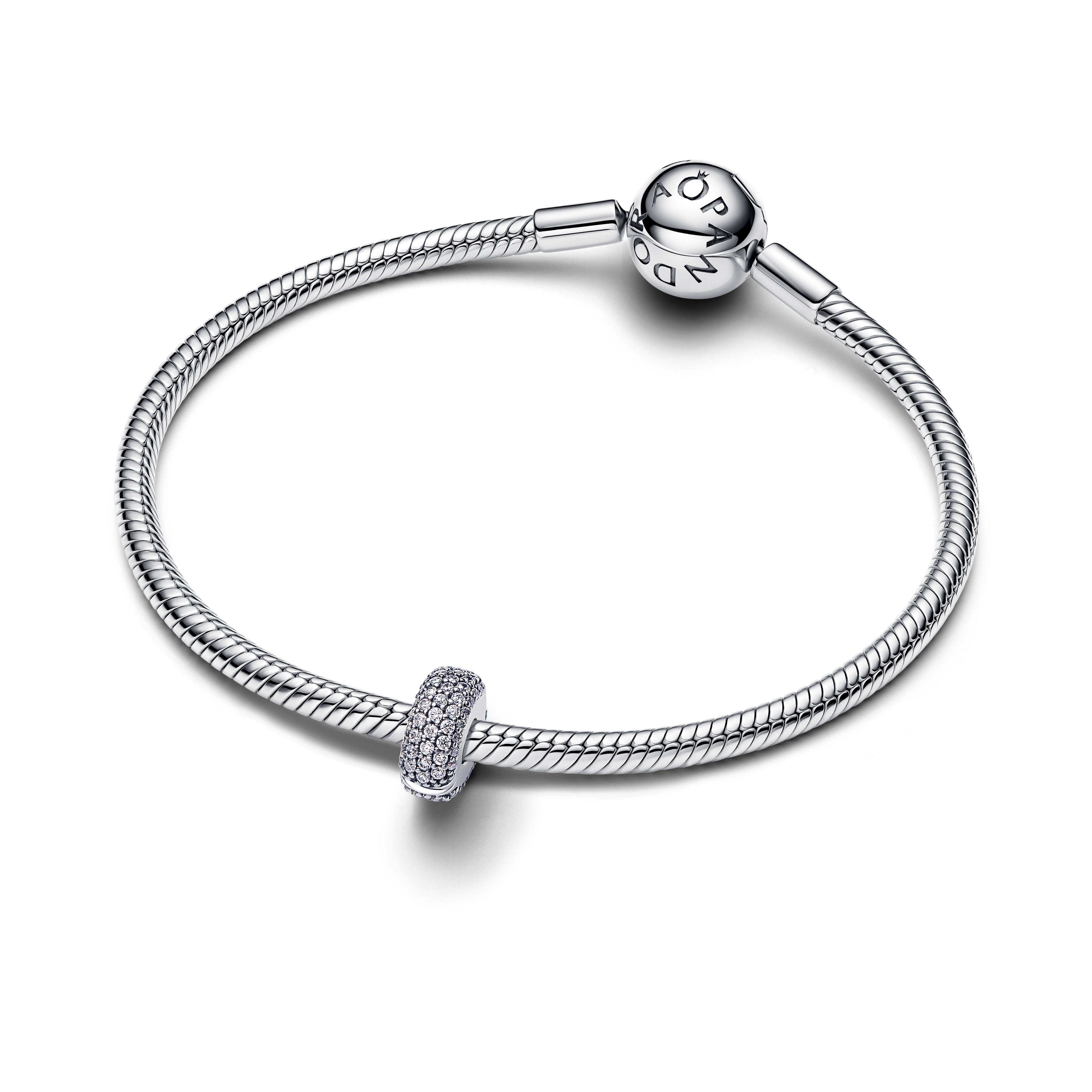 PANDORA Pavé Clip Charm Cubic Zirconia Silver Charms Bracelet Charm Jewelry Gift