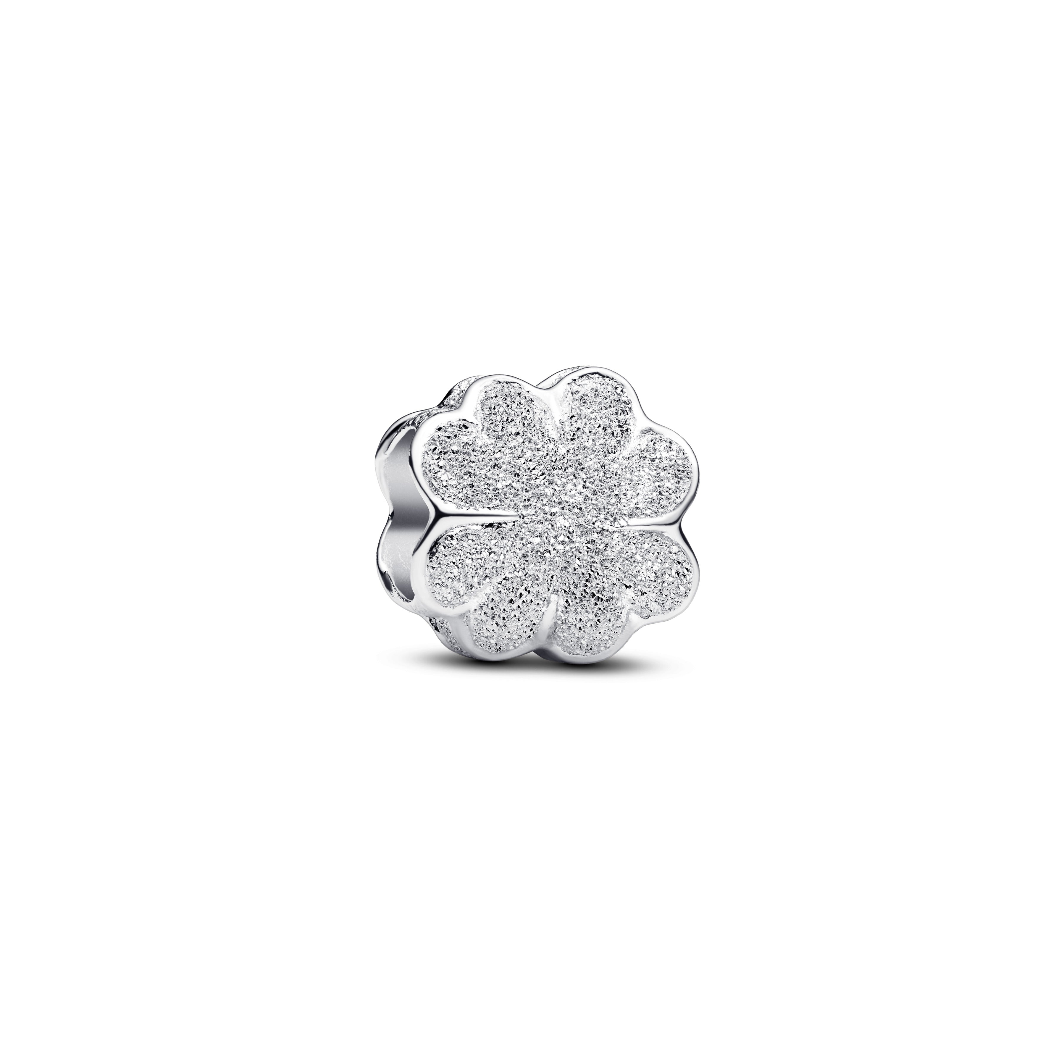 PANDORA Textured Clover Mini Charm Sterling Silver Nature Charms Bracelet Charm Jewelry Gift