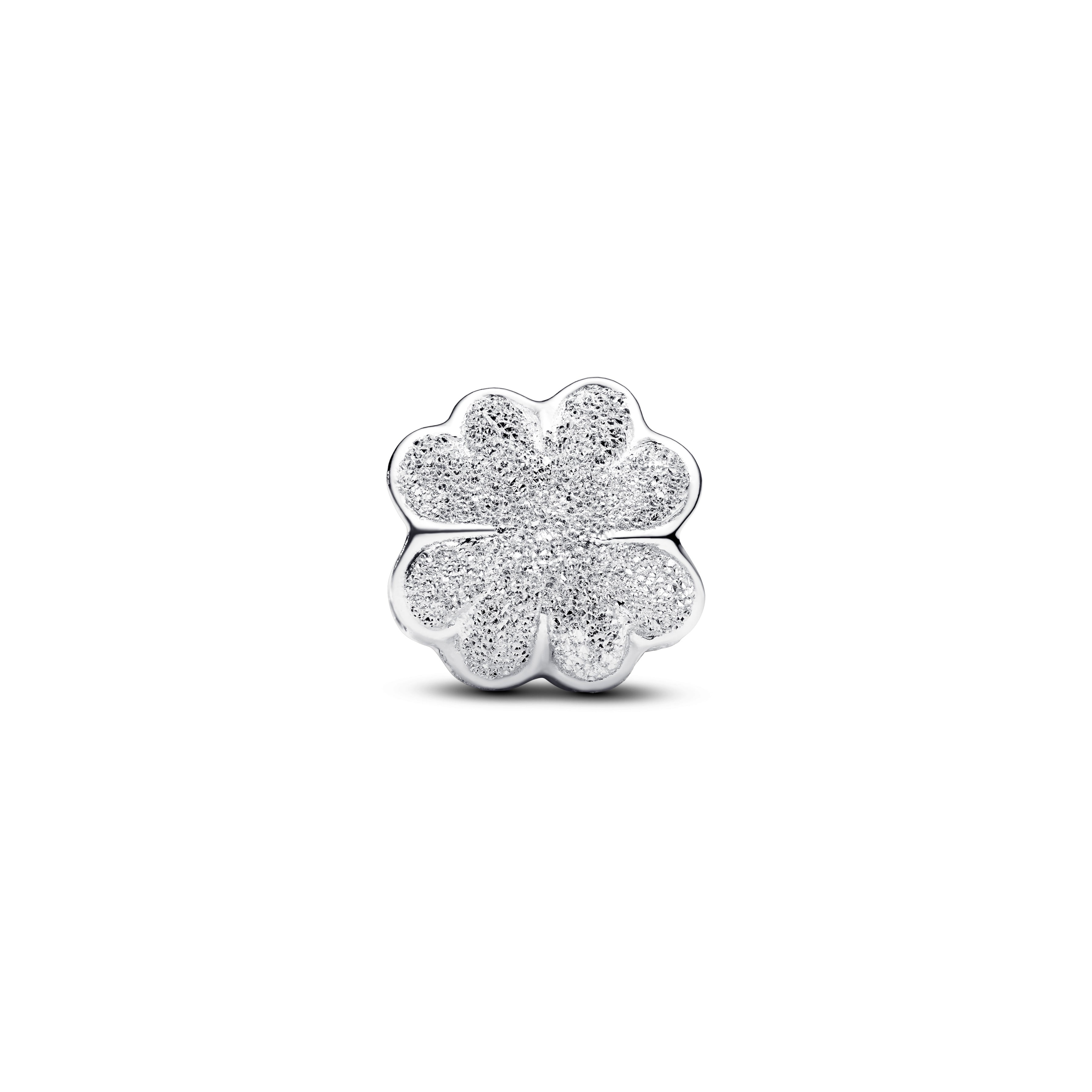 PANDORA Textured Clover Mini Charm Sterling Silver Nature Charms Bracelet Charm Jewelry Gift