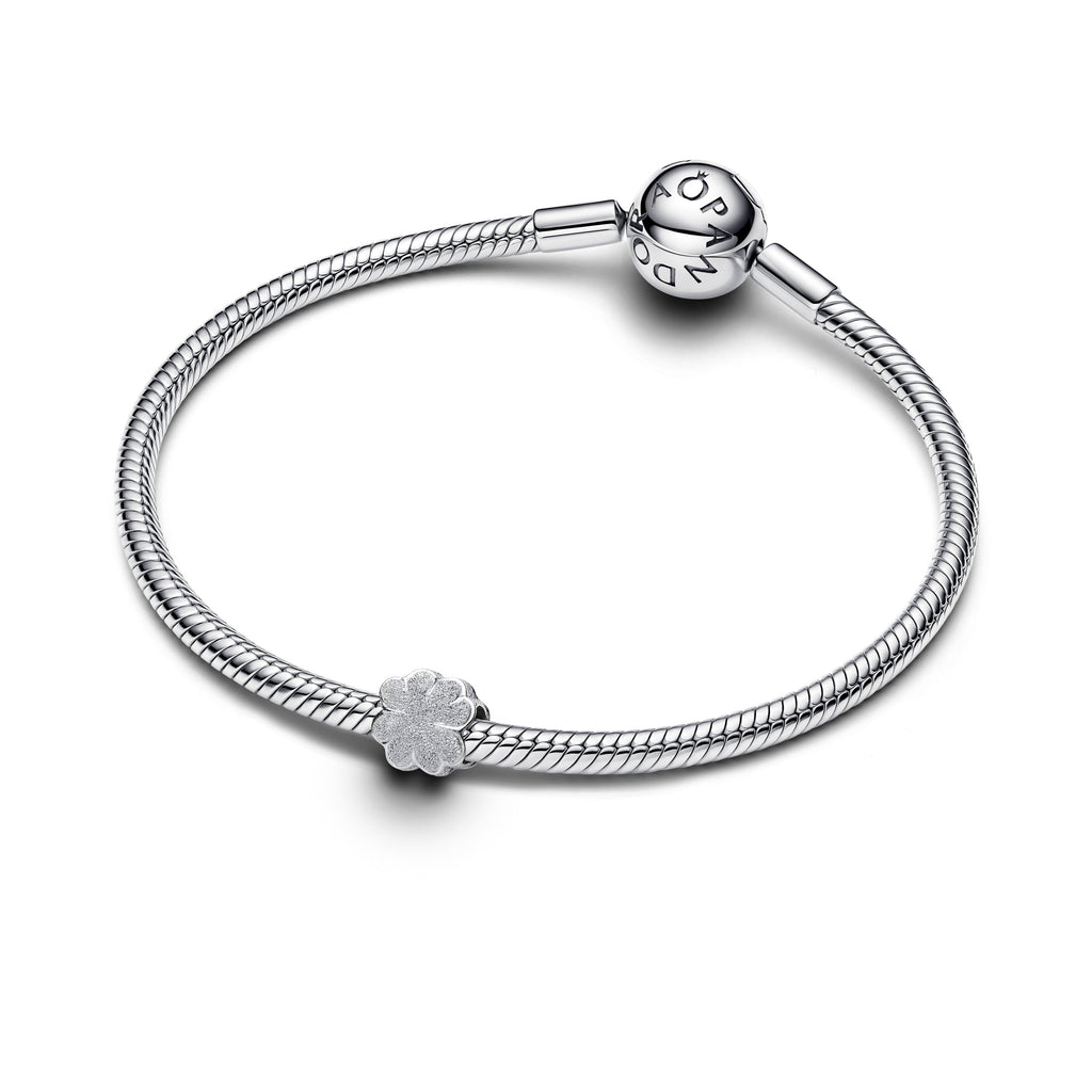 PANDORA Textured Clover Mini Charm Sterling Silver Nature Charms Bracelet Charm Jewelry Gift