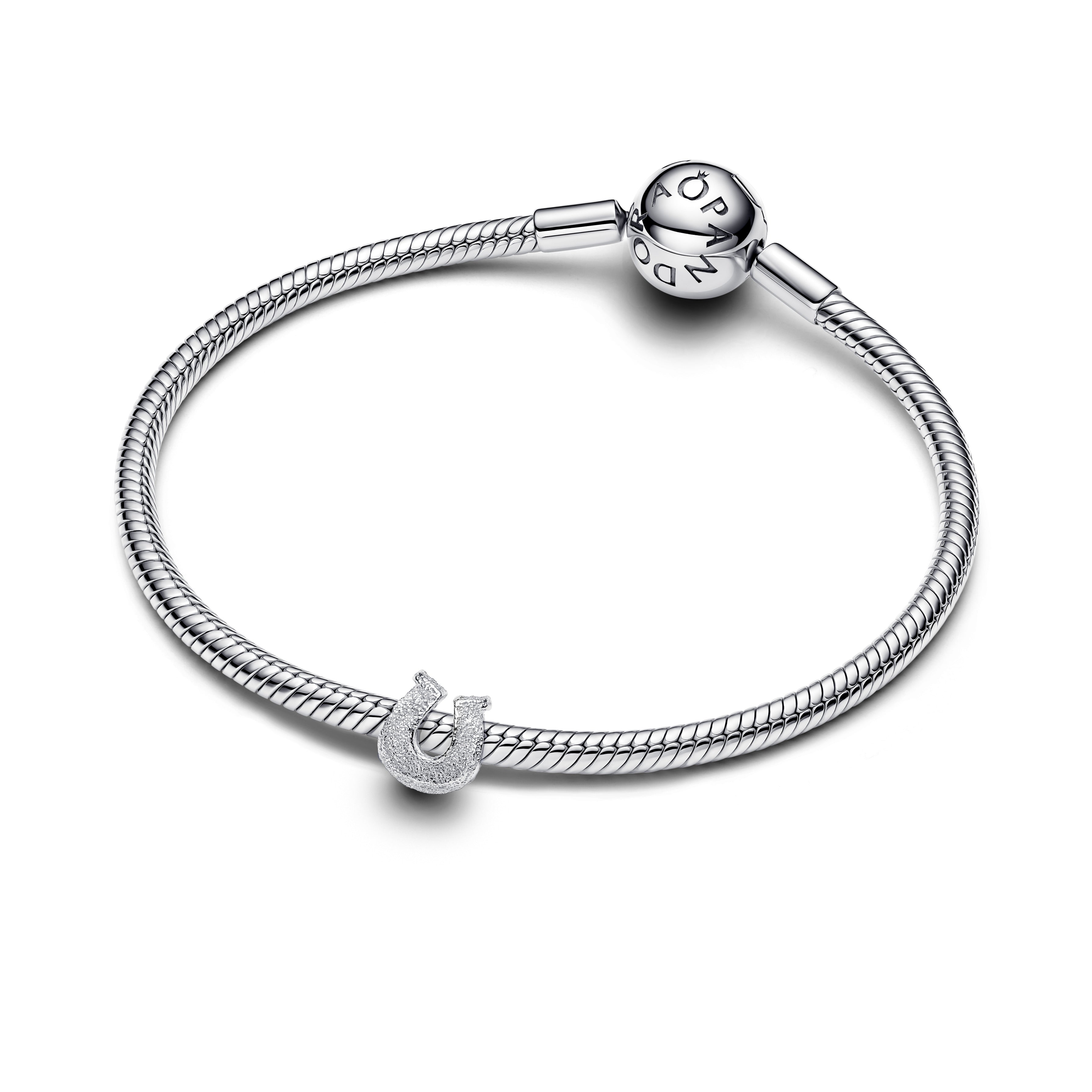 PANDORA Textured Horseshoe Mini Charm Sterling Silver Symbols Charms Bracelet Charm Jewelry Gift