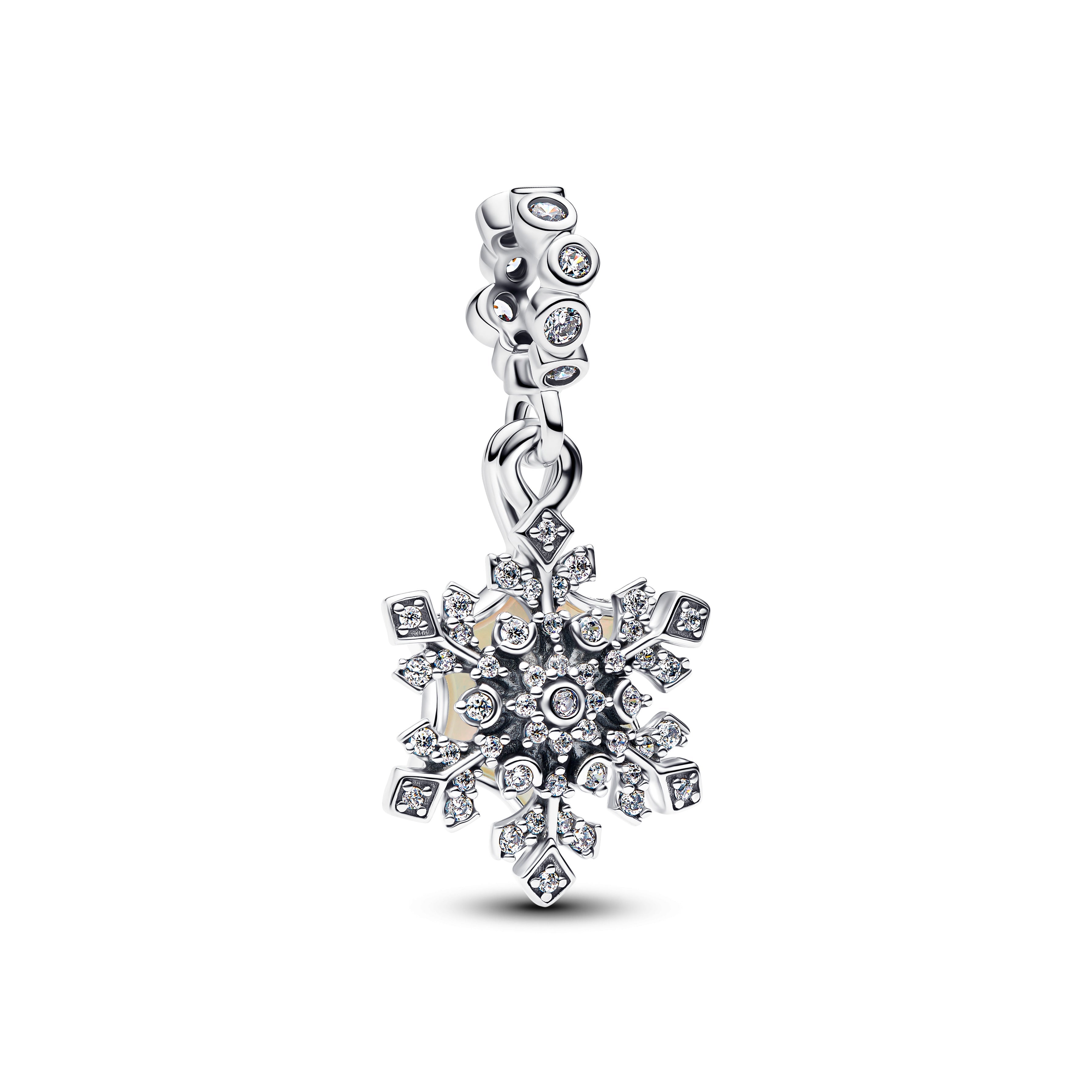 PANDORA Opalescent Snowflake Double Dangle Charm Aurora Lab Grown Opal Resin Christmas Charms Bracelet Charm Jewelry Gift
