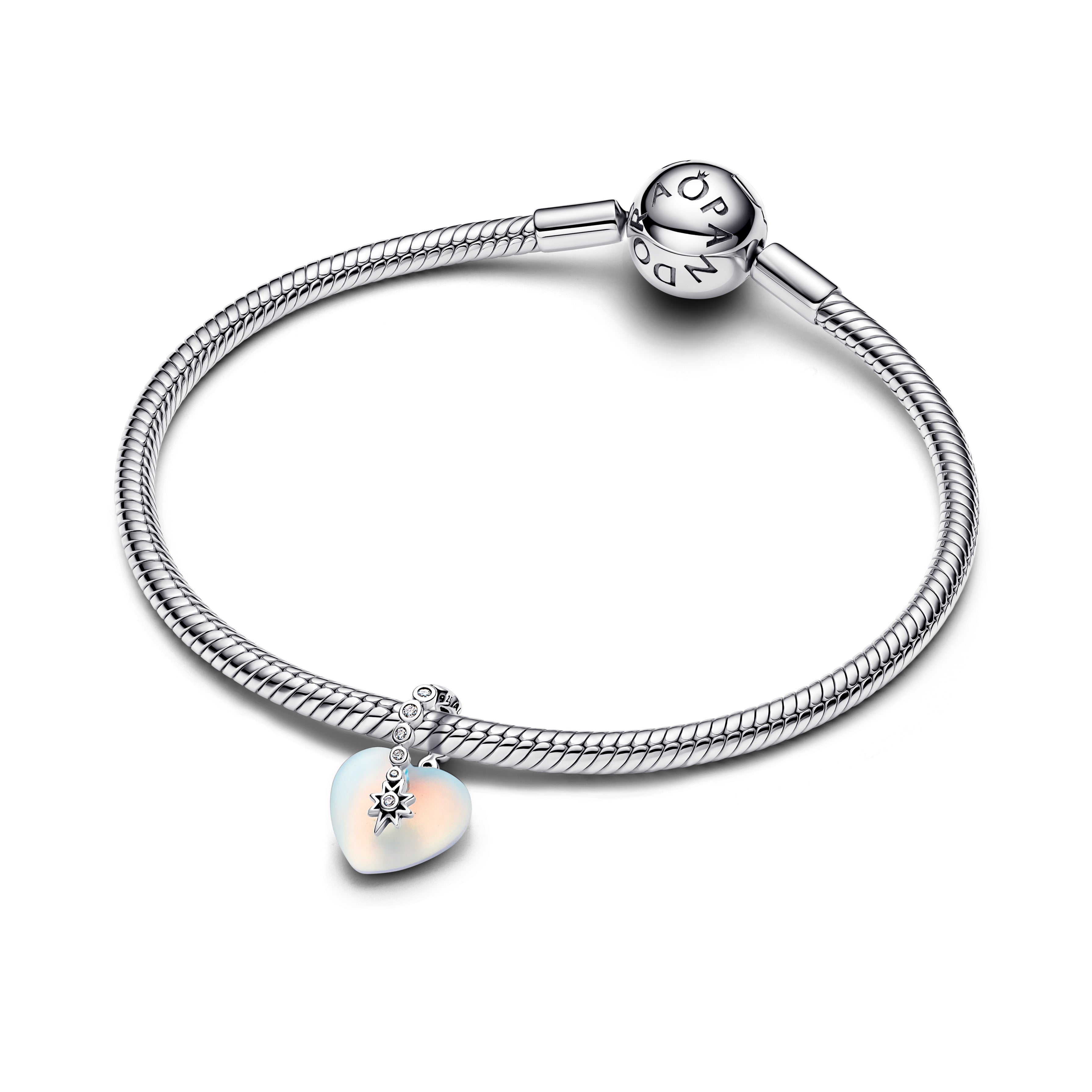 PANDORA Shooting Star And Heart Dangle Charm Cubic Zirconia Christmas Charms Bracelet Charm Jewelry Gift