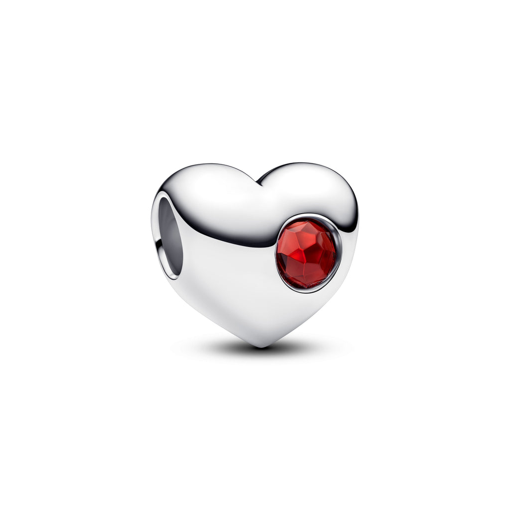 PANDORA Engravable Red Stone Heart Charm Man Made Crystal Birthdays Charms Bracelet Charm Jewelry Gift