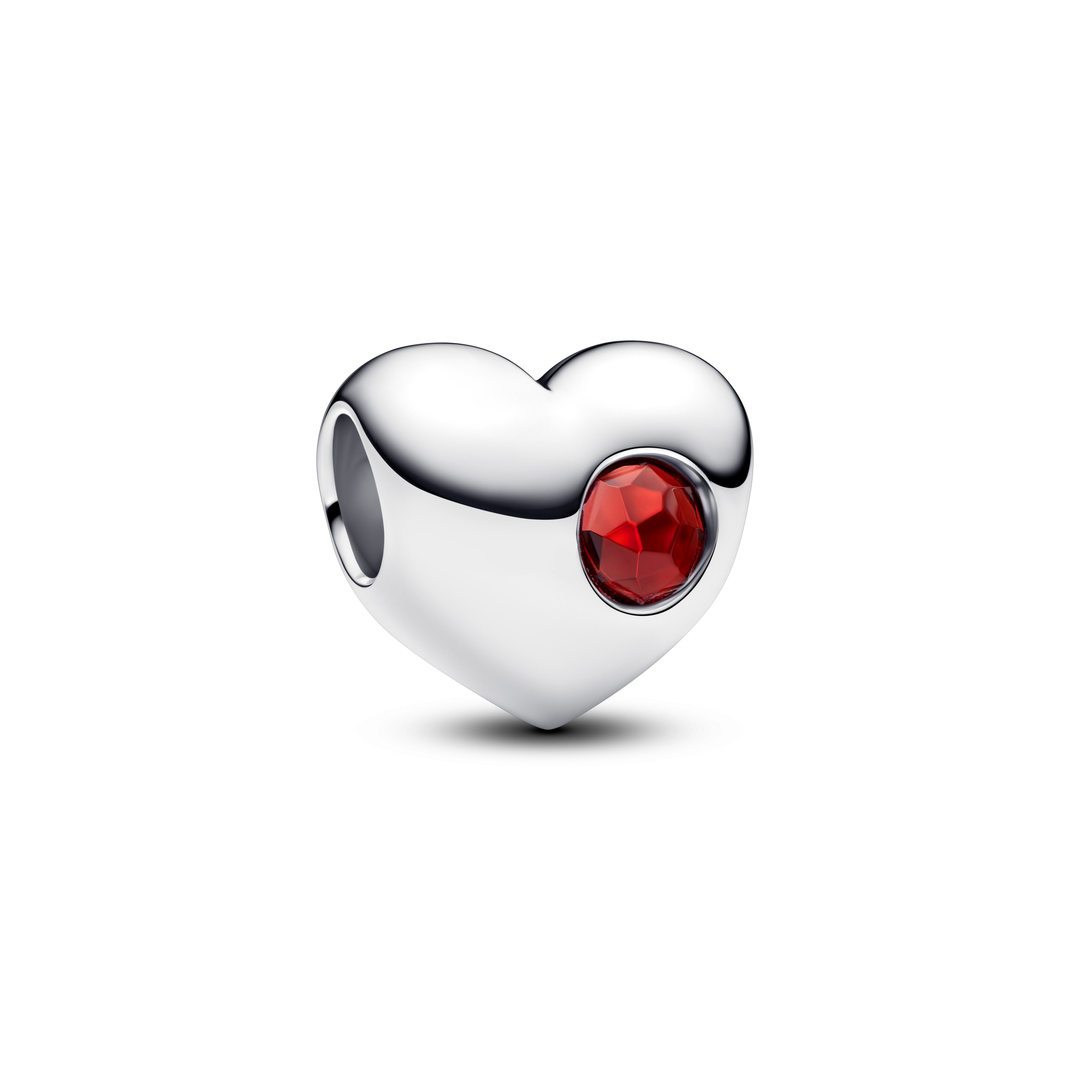 PANDORA Engravable Red Stone Heart Charm Man Made Crystal Birthdays Charms Bracelet Charm Jewelry Gift