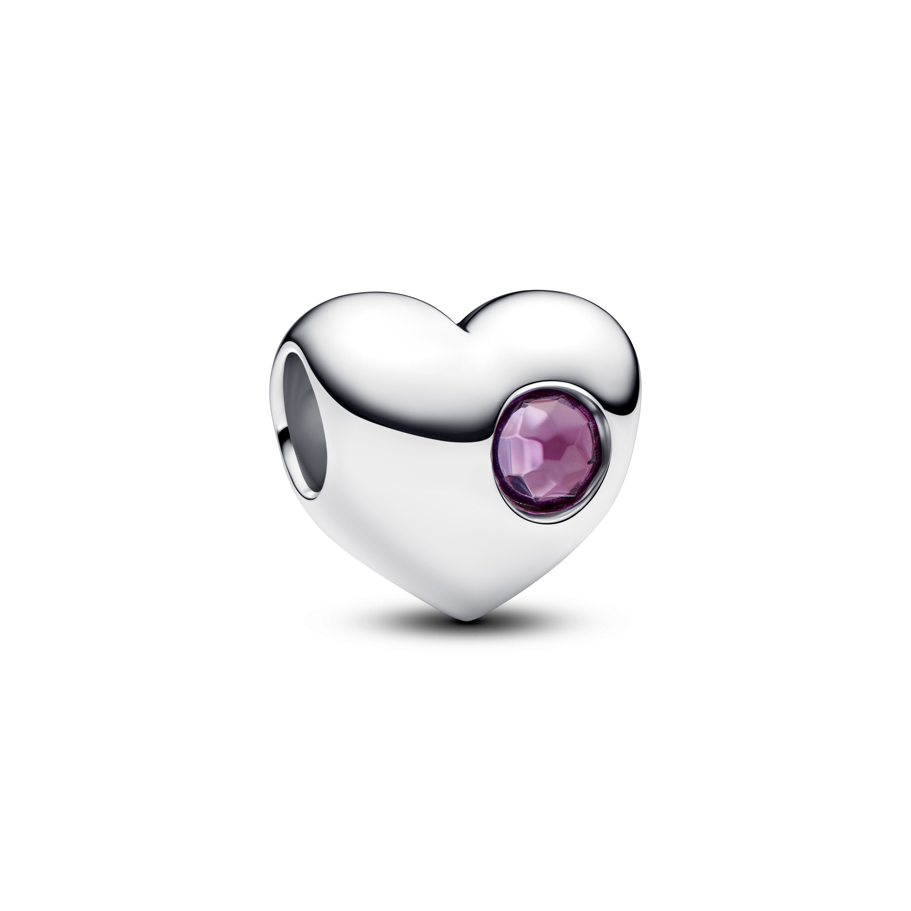 PANDORA Engravable Purple Stone Heart Charm Man Made Crystal Birthdays Charms Bracelet Charm Jewelry Gift