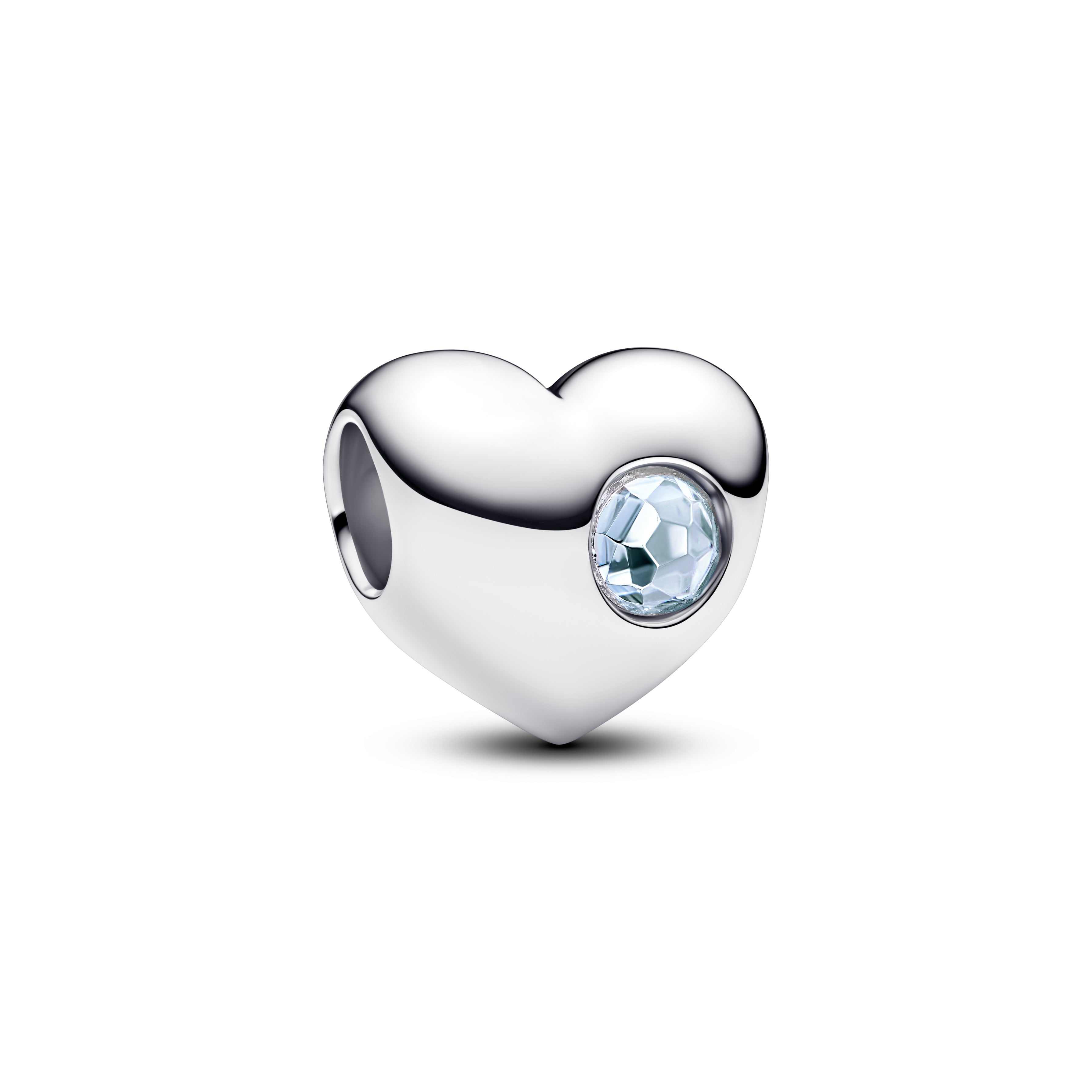 PANDORA Engravable Sea Aqua Blue Stone Heart Charm Man Made Crystal Birthdays Charms Bracelet Charm Jewelry Gift