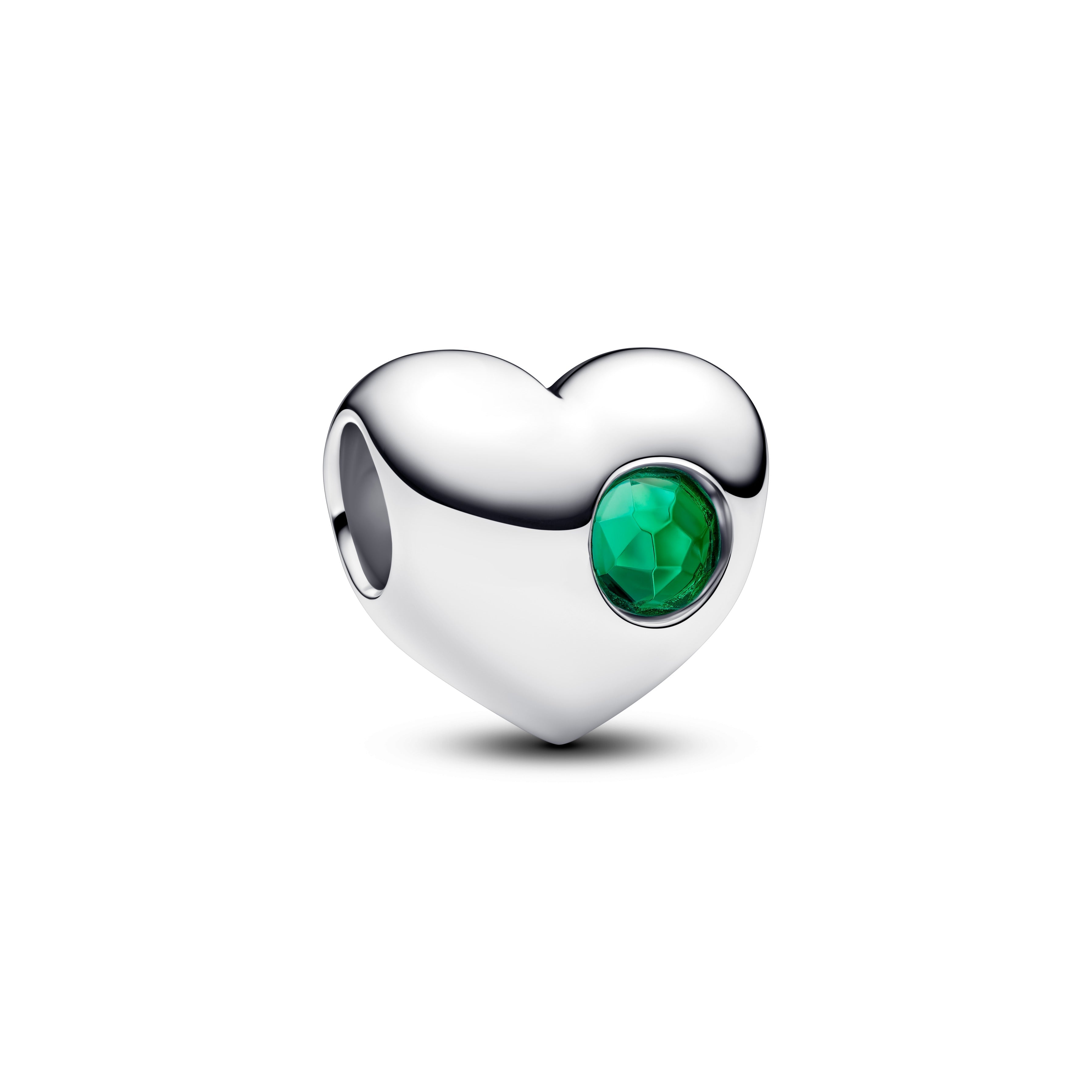PANDORA Engravable Green Stone Heart Charm Sterling Silver Birthdays Charms Bracelet Charm Jewelry Gift