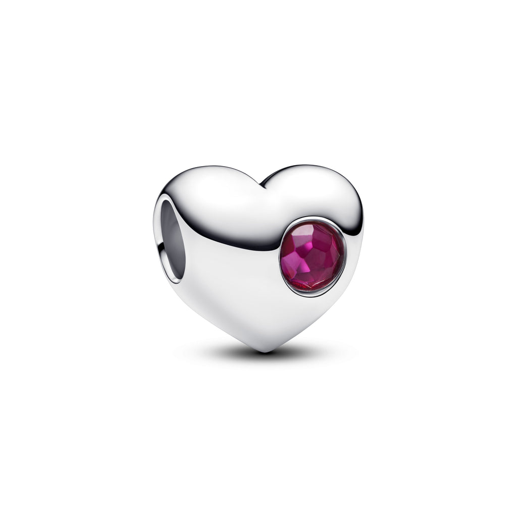 PANDORA Engravable True Red Stone Heart Charm Sterling Silver Birthdays Charms Bracelet Charm Jewelry Gift