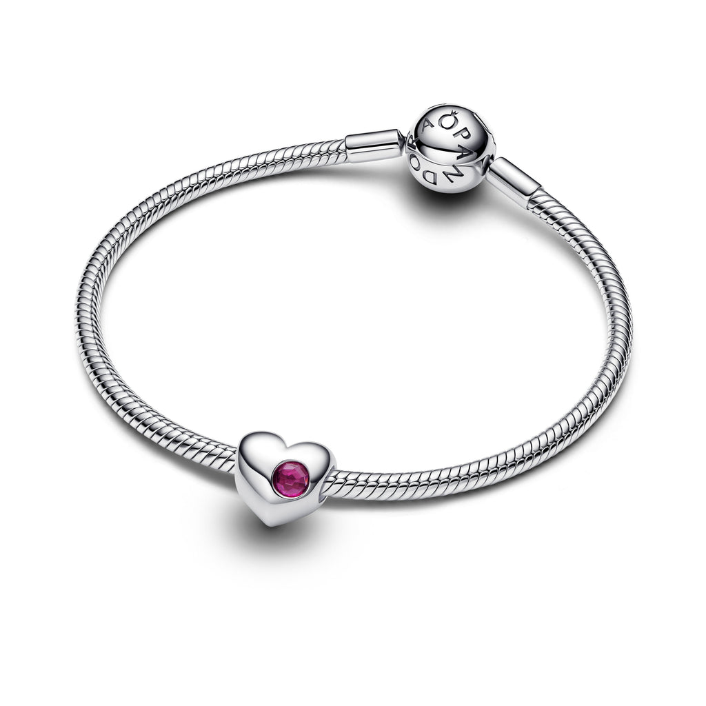 PANDORA Engravable True Red Stone Heart Charm Sterling Silver Birthdays Charms Bracelet Charm Jewelry Gift