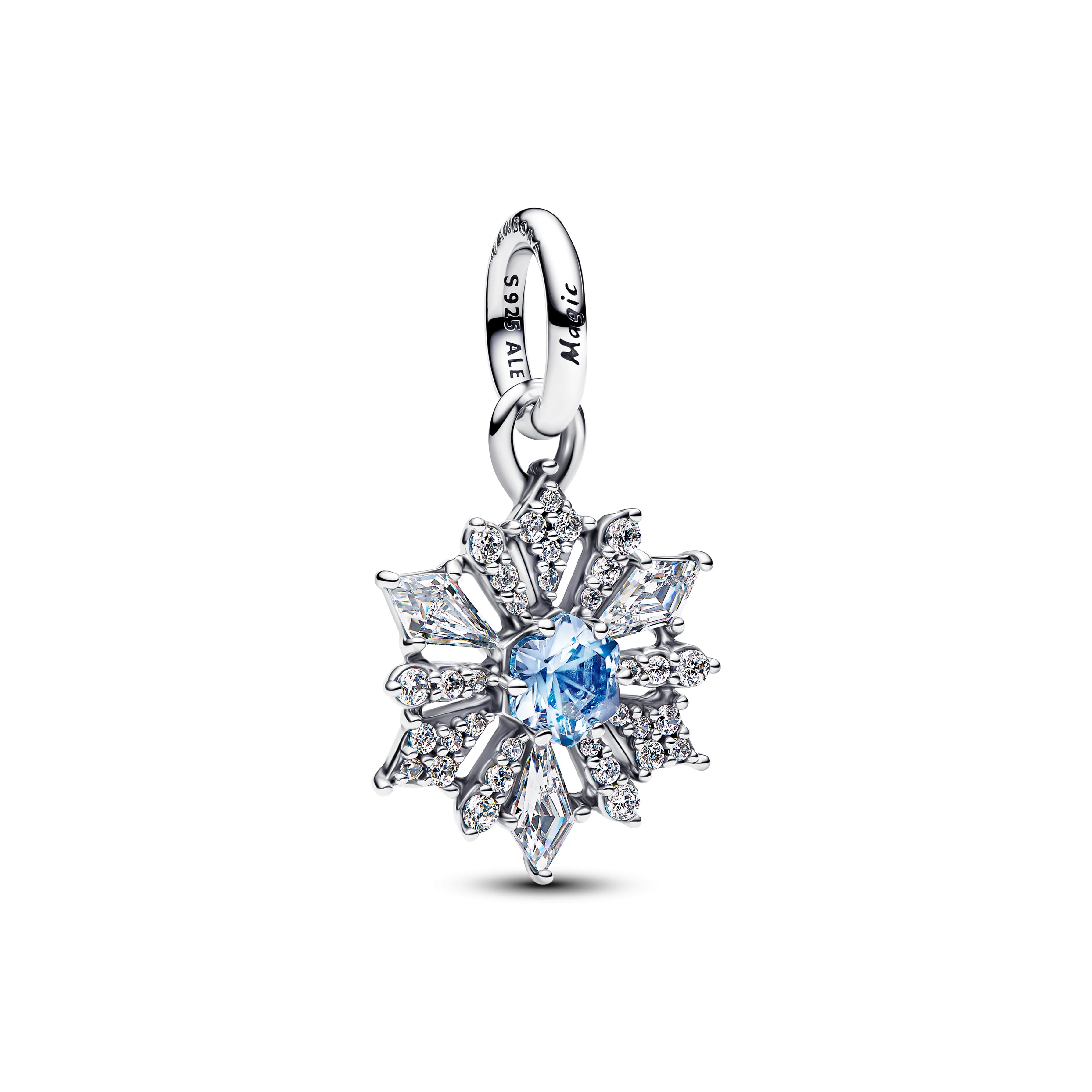 PANDORA Disney Frozen Queen Elsa Snowflake Dangle Charm Cubic Zirconia Blue Christmas Charms Bracelet Charm Jewelry Gift