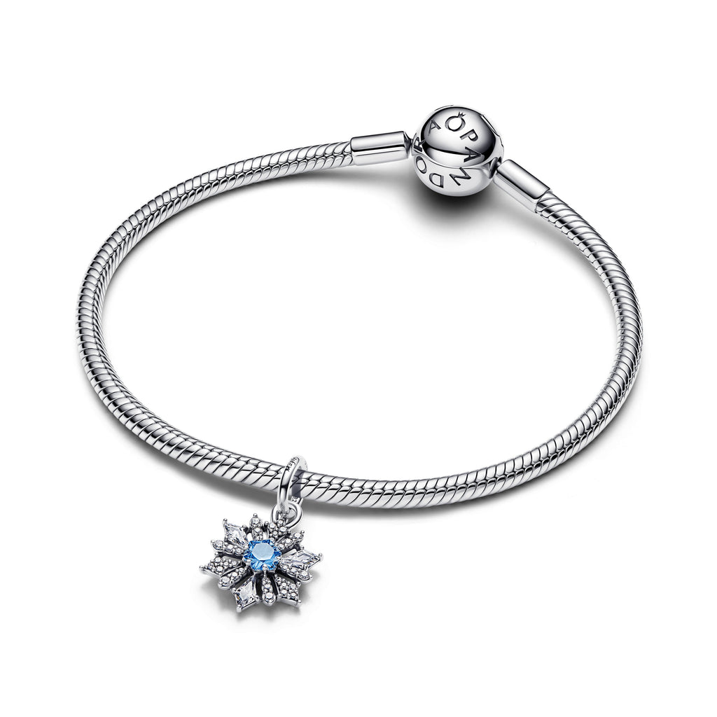 PANDORA Disney Frozen Queen Elsa Snowflake Dangle Charm Cubic Zirconia Blue Christmas Charms Bracelet Charm Jewelry Gift