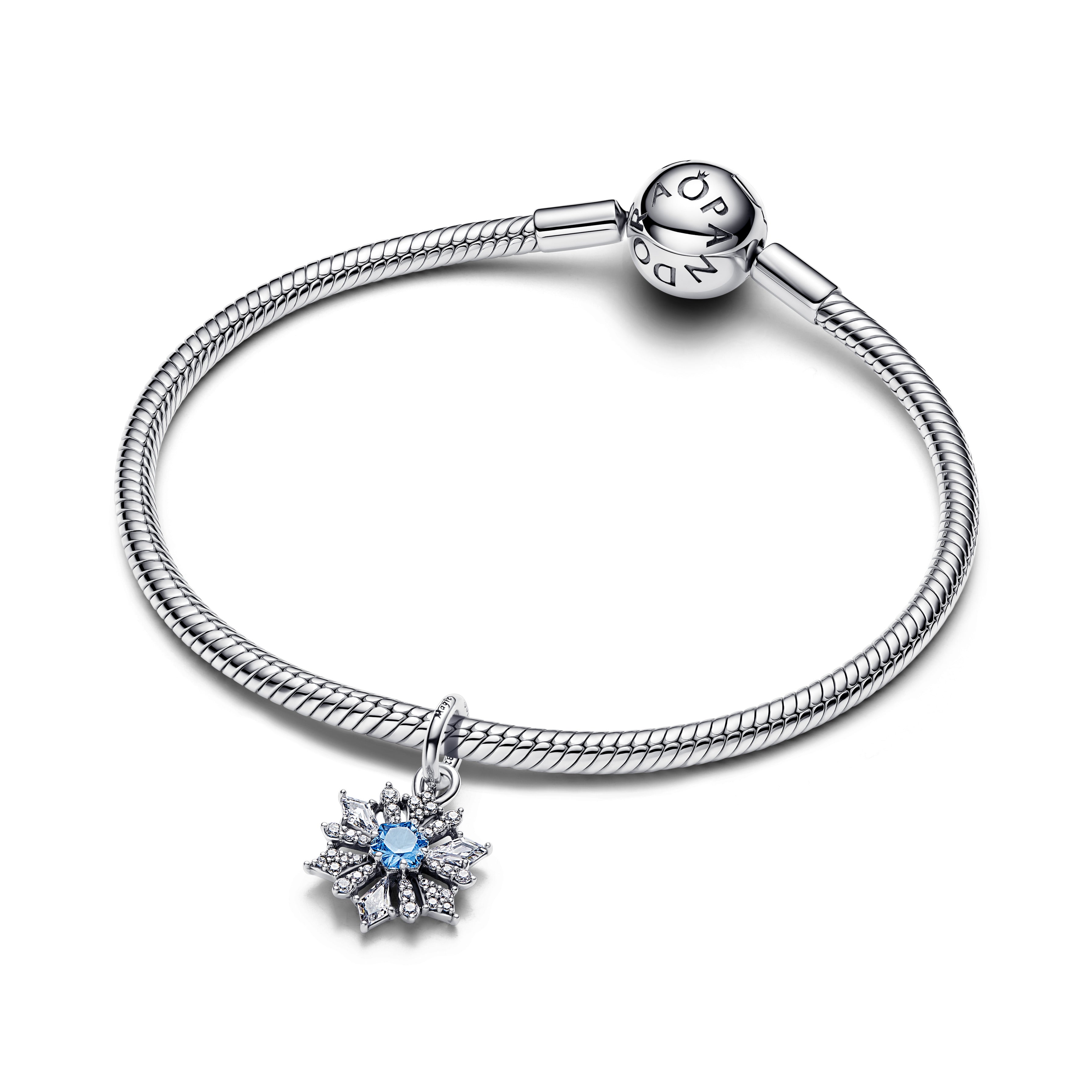 PANDORA Disney Frozen Queen Elsa Snowflake Dangle Charm Cubic Zirconia Blue Christmas Charms Bracelet Charm Jewelry Gift