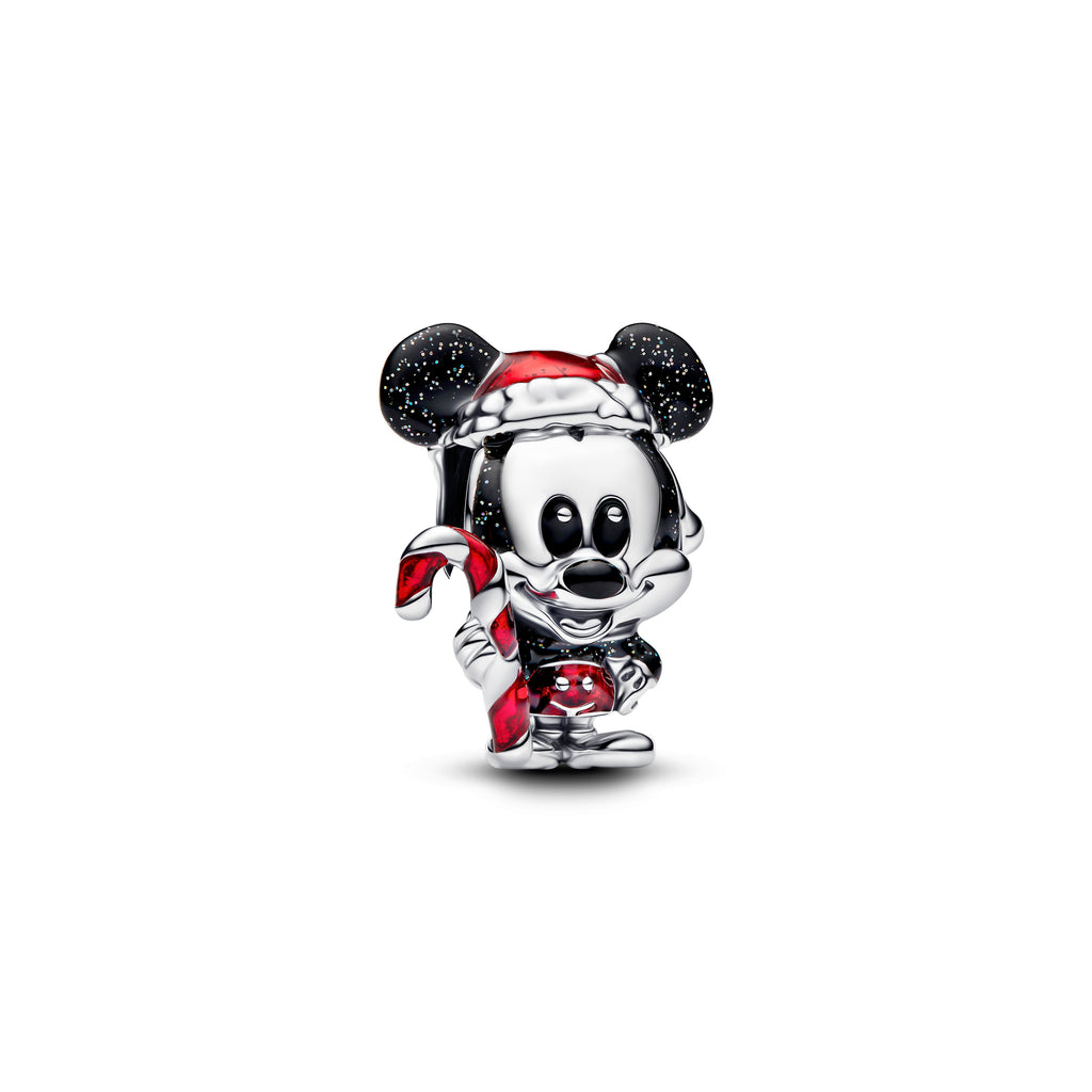PANDORA Disney Mickey Mouse Holiday Charm Enamel Black Christmas Charms Bracelet Charm Jewelry Gift