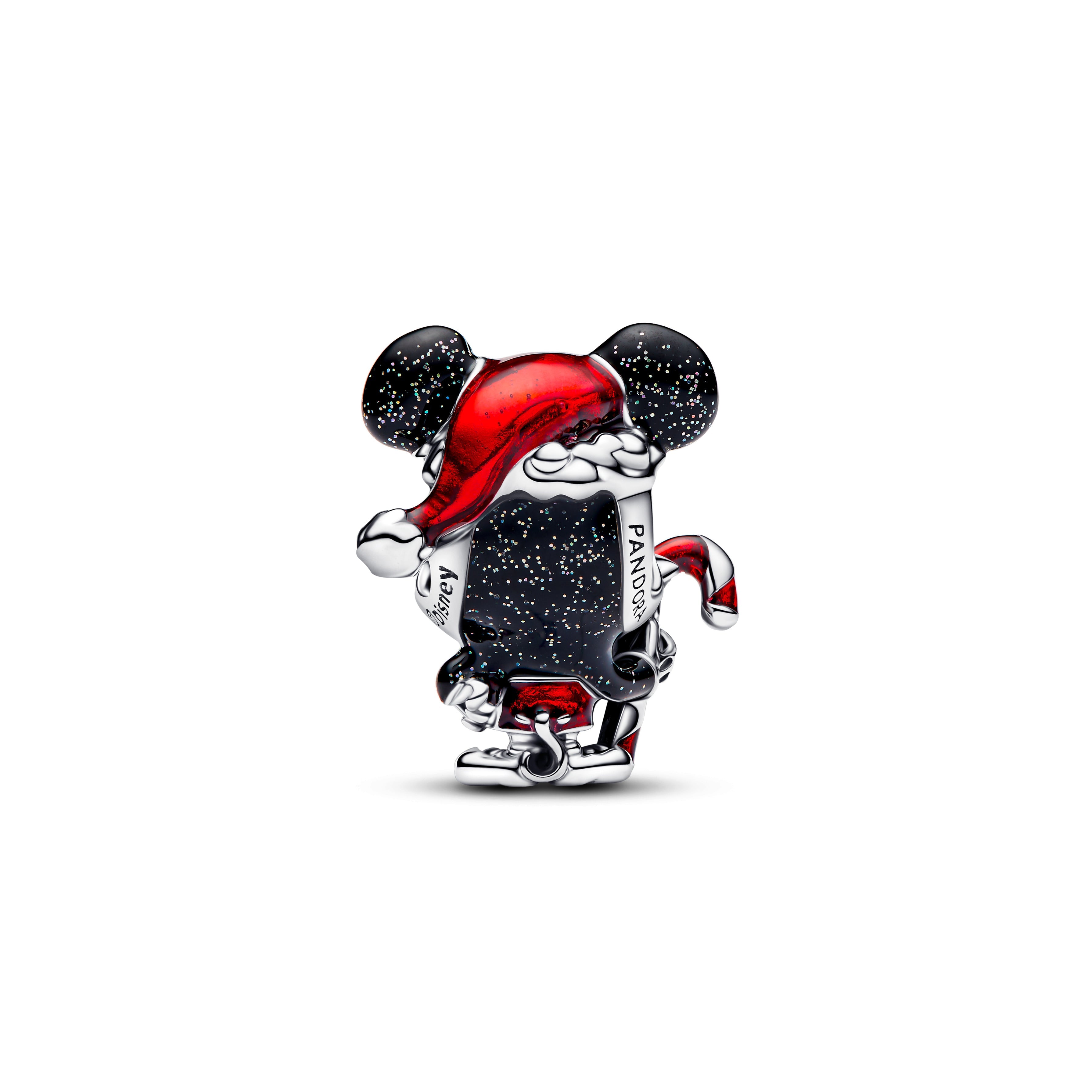 PANDORA Disney Mickey Mouse Holiday Charm Enamel Black Christmas Charms Bracelet Charm Jewelry Gift