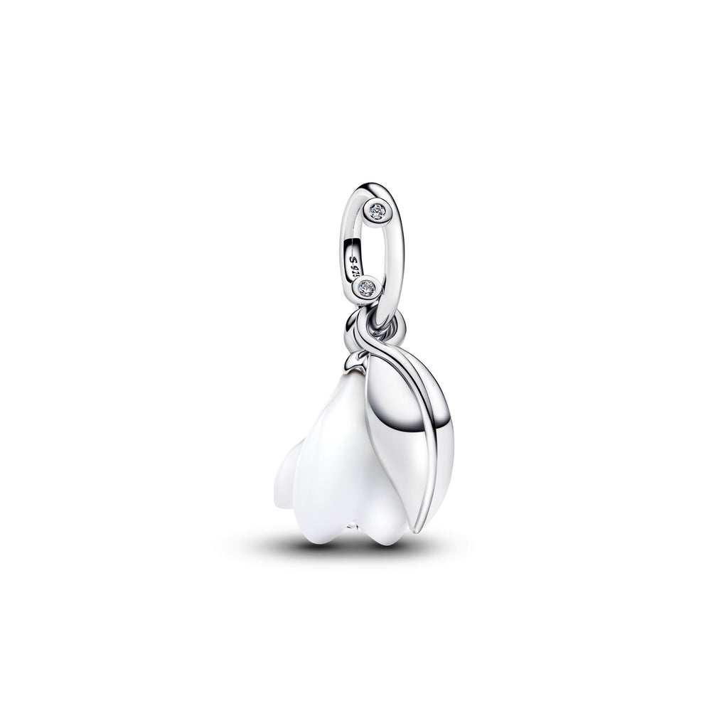 PANDORA Snowdrop Flower Dangle Charm Cubic Zirconia White Christmas Charms Bracelet Charm Jewelry Gift