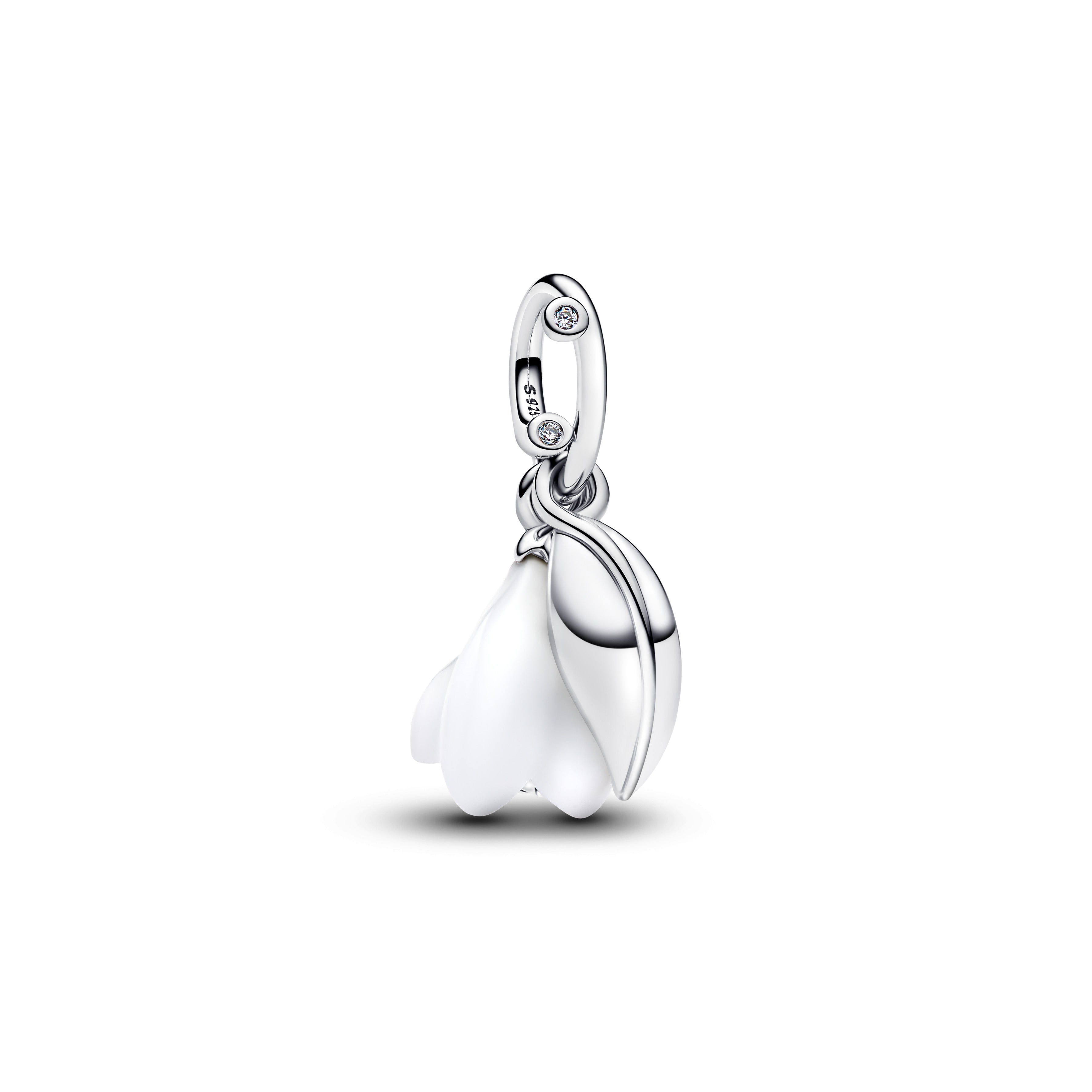 PANDORA Snowdrop Flower Dangle Charm Cubic Zirconia White Christmas Charms Bracelet Charm Jewelry Gift