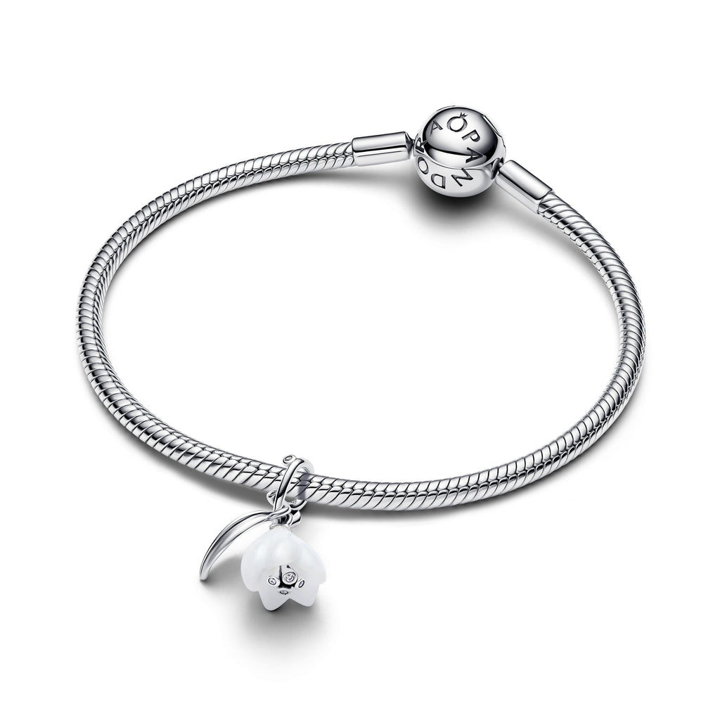 PANDORA Snowdrop Flower Dangle Charm Cubic Zirconia White Christmas Charms Bracelet Charm Jewelry Gift