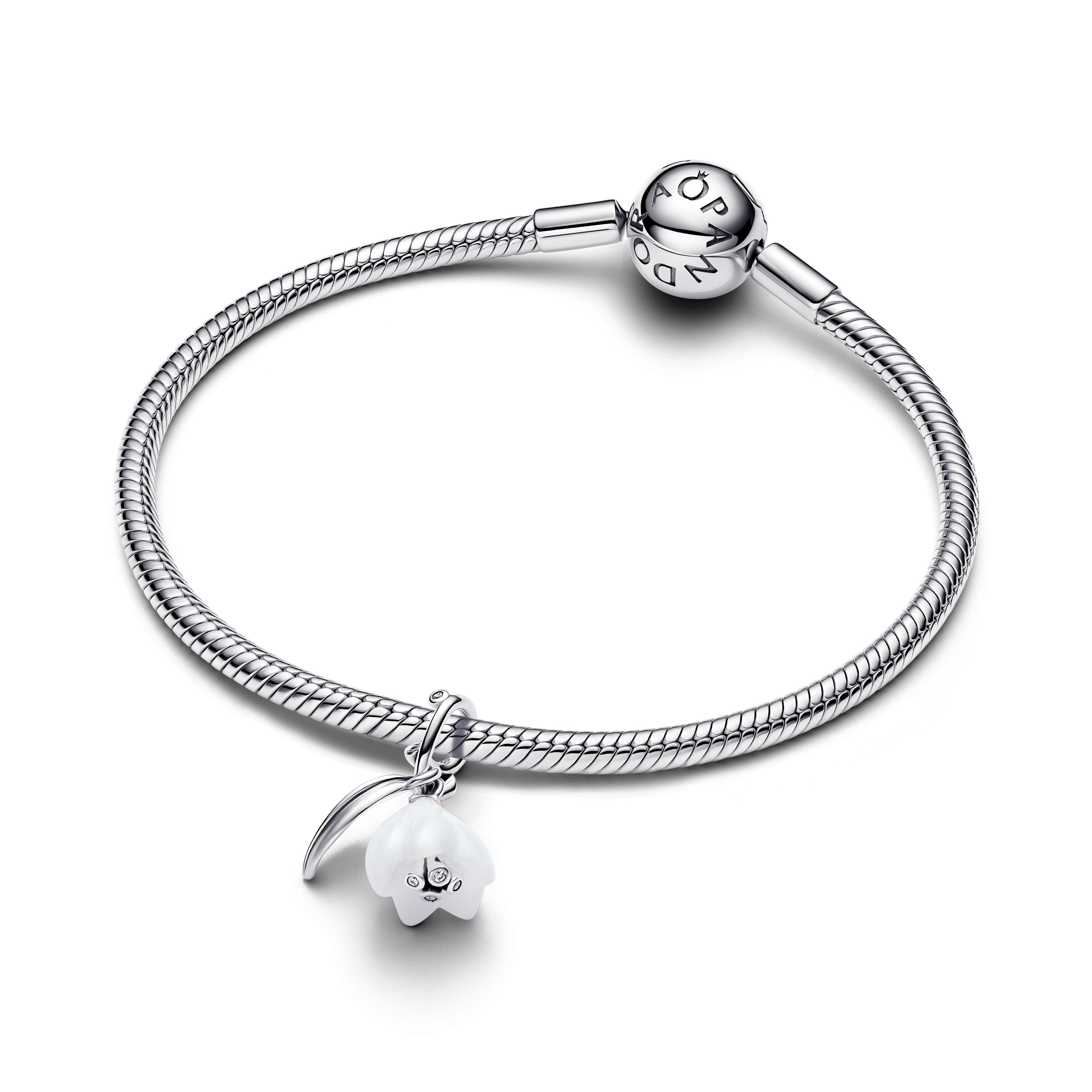 PANDORA Snowdrop Flower Dangle Charm Cubic Zirconia White Christmas Charms Bracelet Charm Jewelry Gift